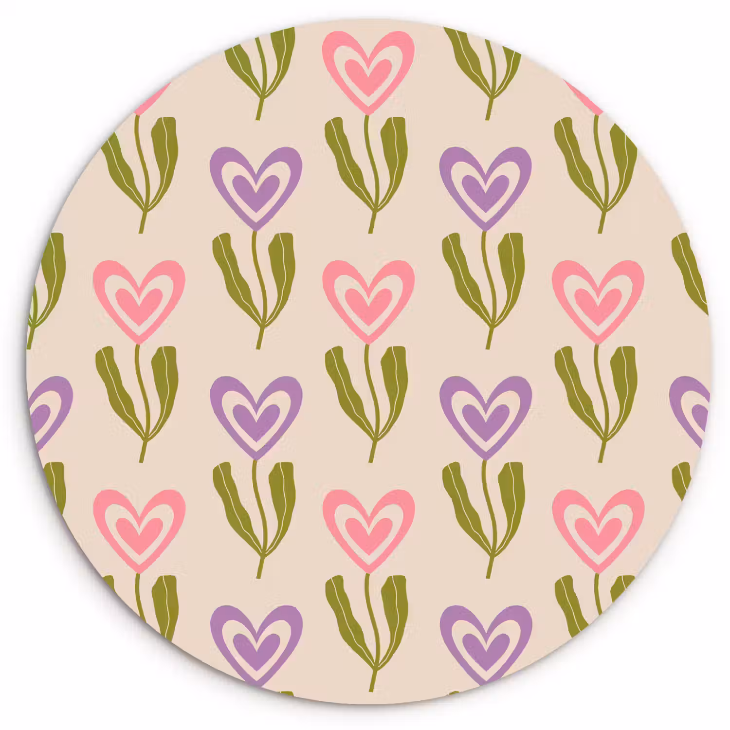 Bloemen - Hartjes - Patroon Wandcirkel plexiglas klein 852 -3d