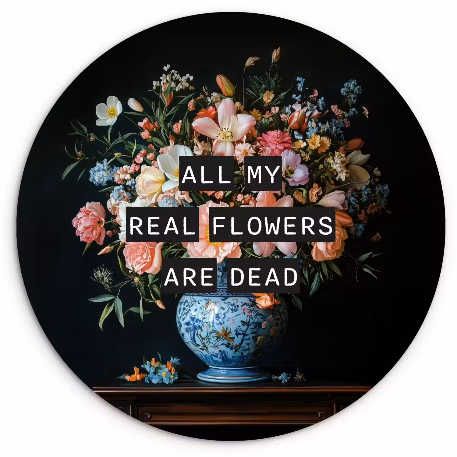Bloemen - Art - Pastel - Quotes Wandcirkel plexiglas klein -3d