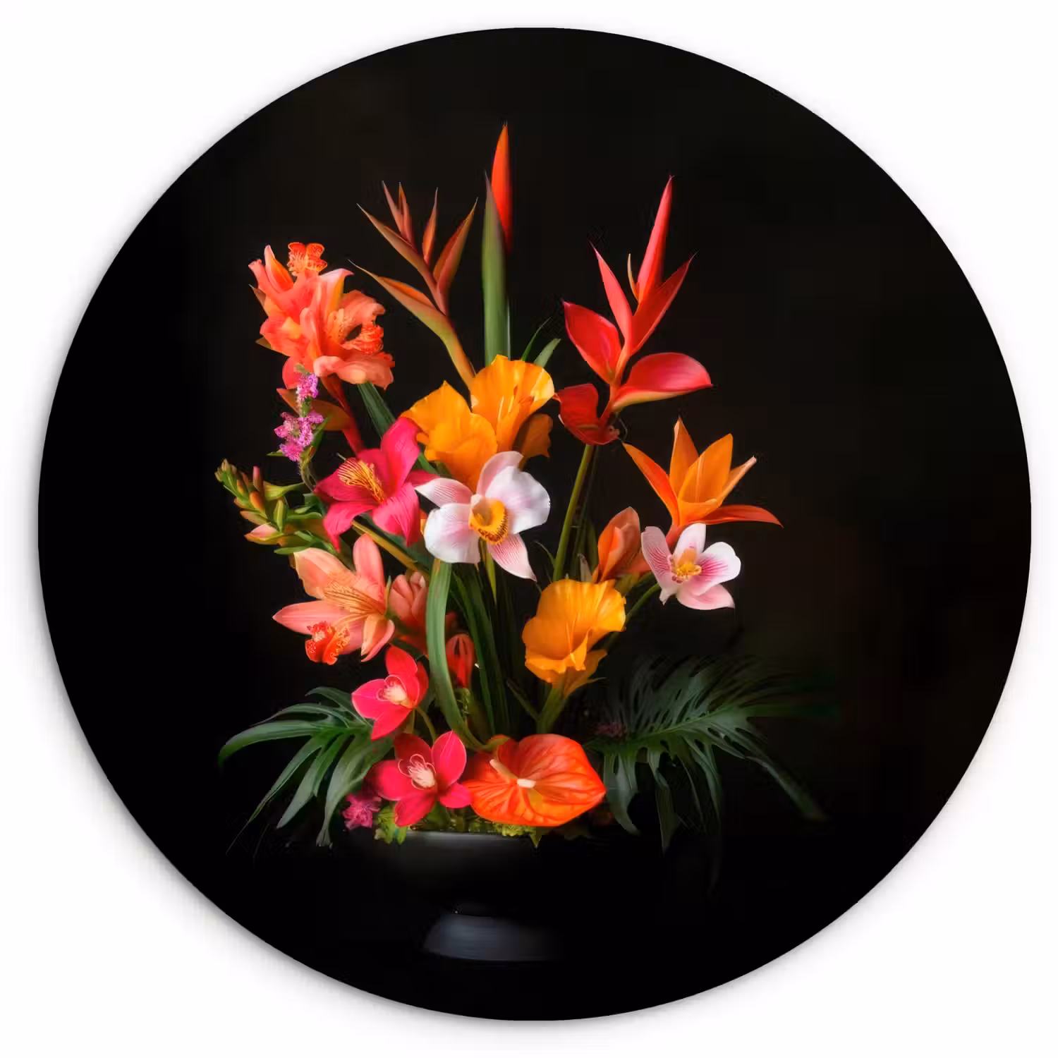 Boeket - Bloemen - Exotisch Wandcirkel plexiglas klein -3d