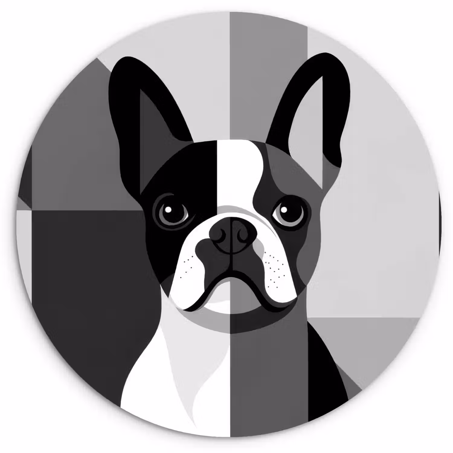 Buldog - Zwart - Abstract - Vlakken Wandcirkel plexiglas klein -3d