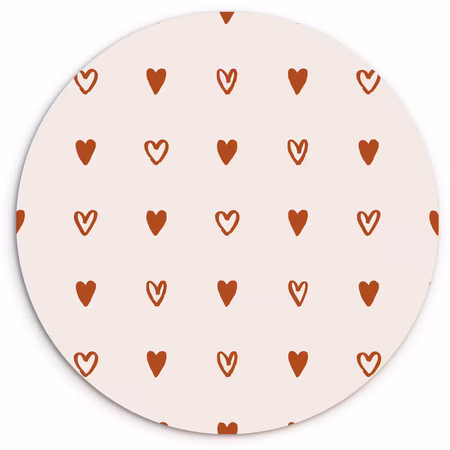 Crème - Rood - Hartjes - Patroon Wandcirkel plexiglas klein 852 -3d