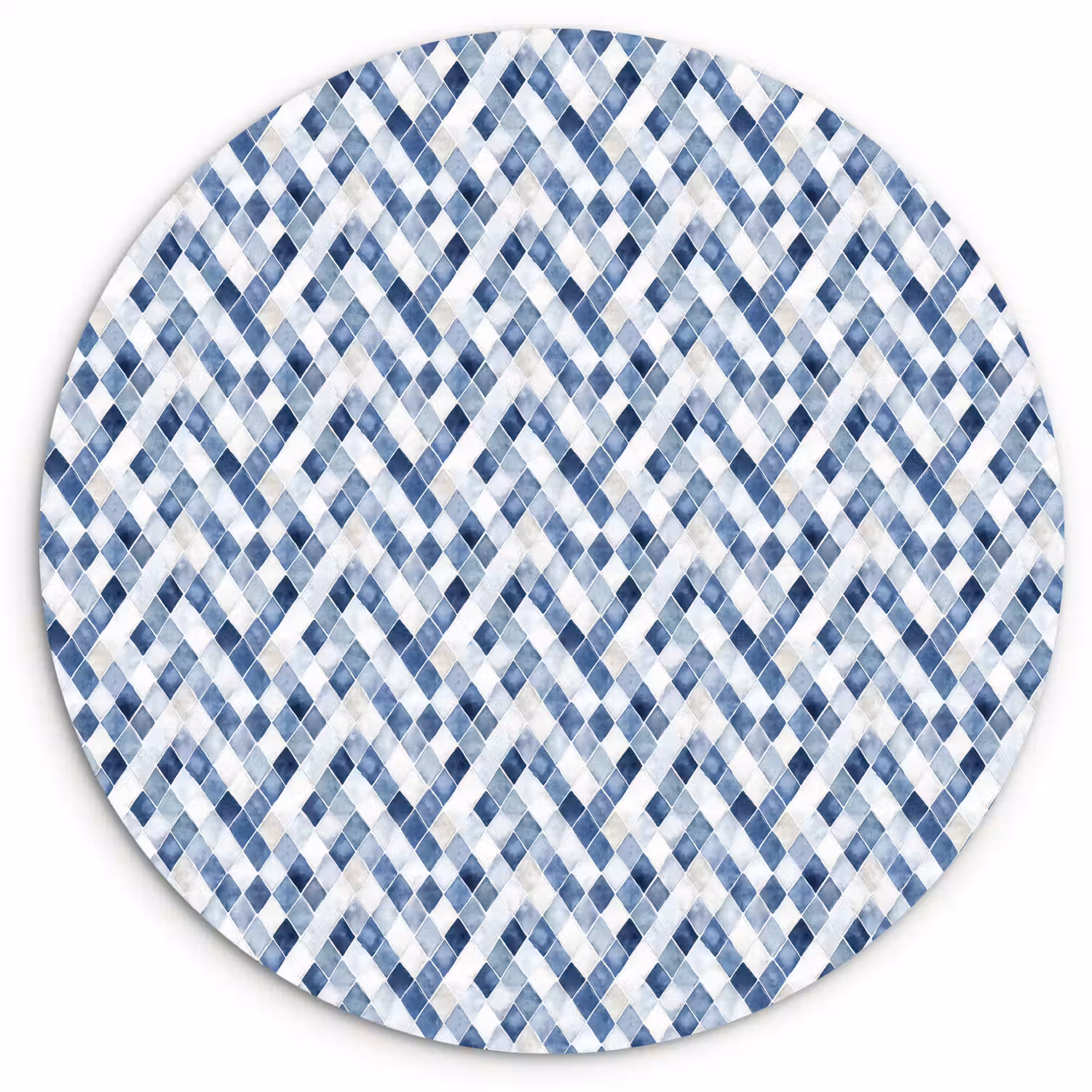 Diamant - Patroon - Blauw - Wit Wandcirkel plexiglas klein 852 -3d