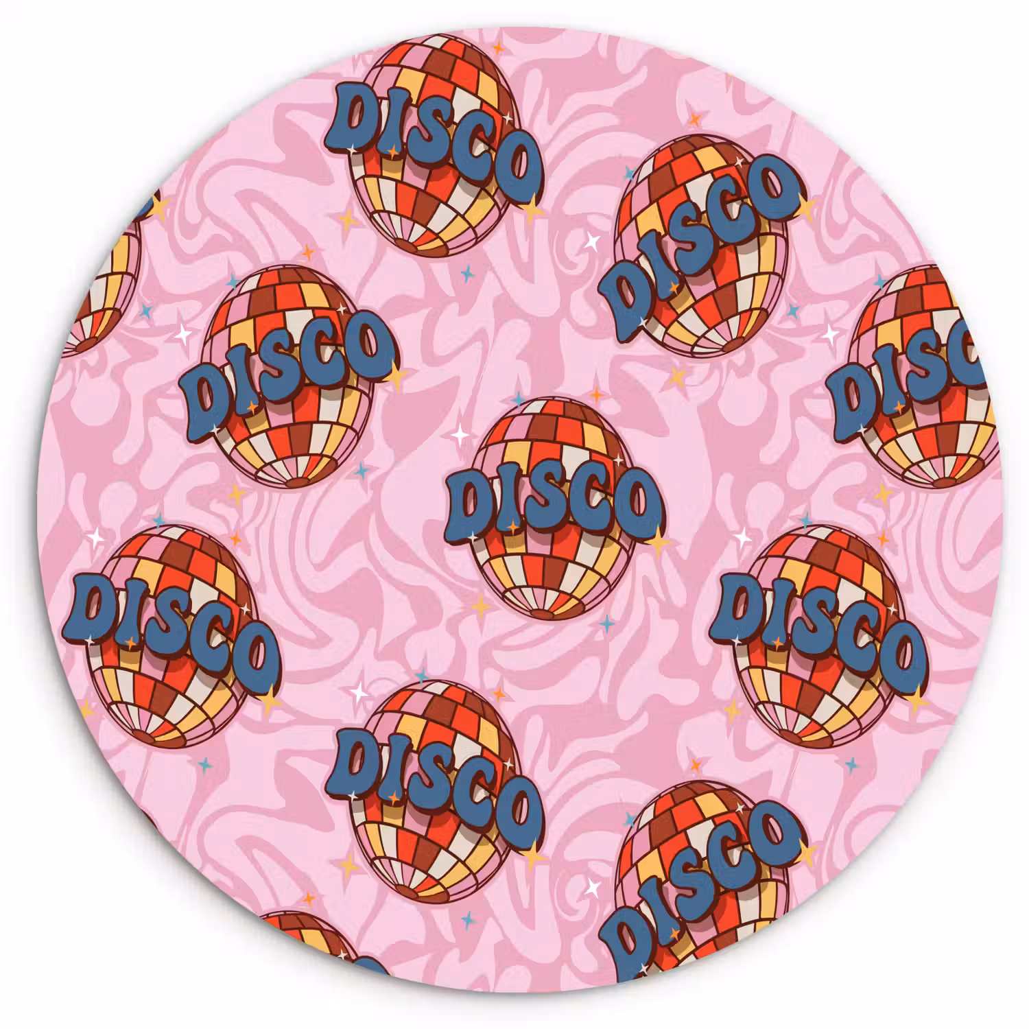 Disco - Bal - Patroon - Roze Wandcirkel plexiglas klein 852 -3d