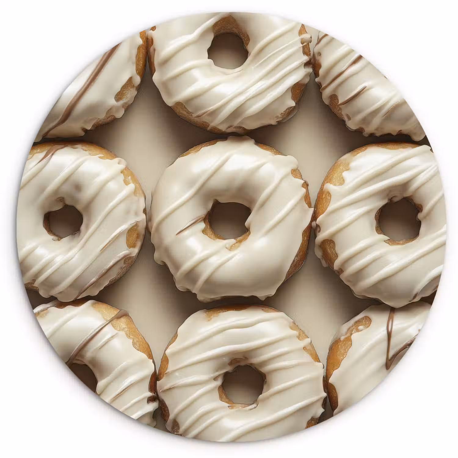 Donuts - Chocolade - Wit - Beige Wandcirkel plexiglas klein -3d