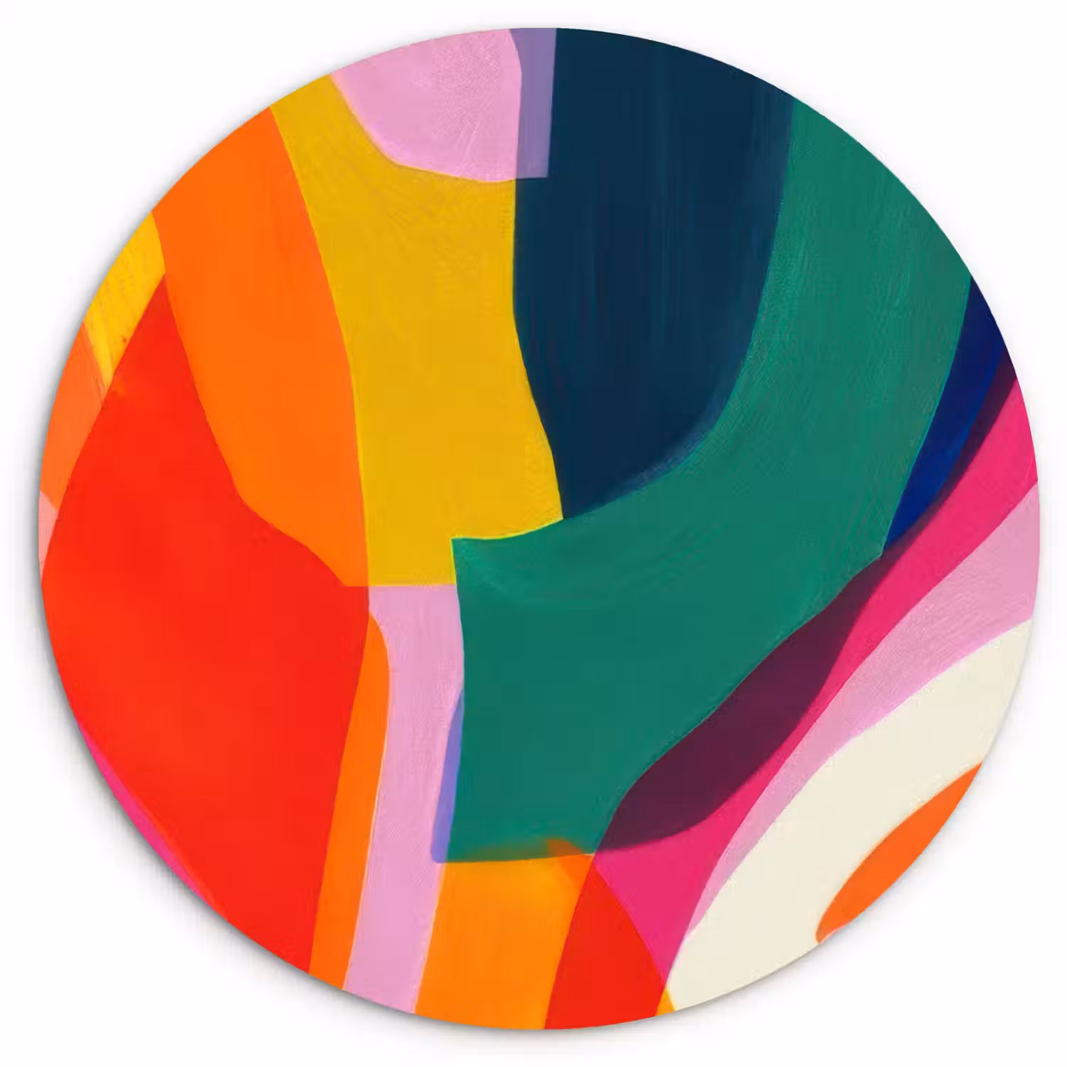 Vormen - Golvend - Abstract - Felroze Wandcirkel plexiglas klein -3d