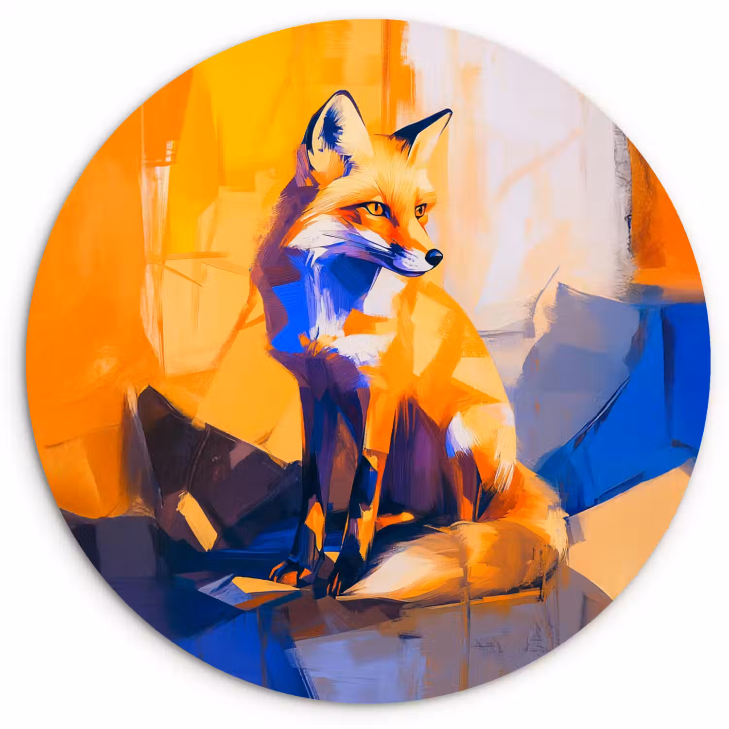 Vos - Oranje - Vormen - Abstract Wandcirkel plexiglas klein -3d