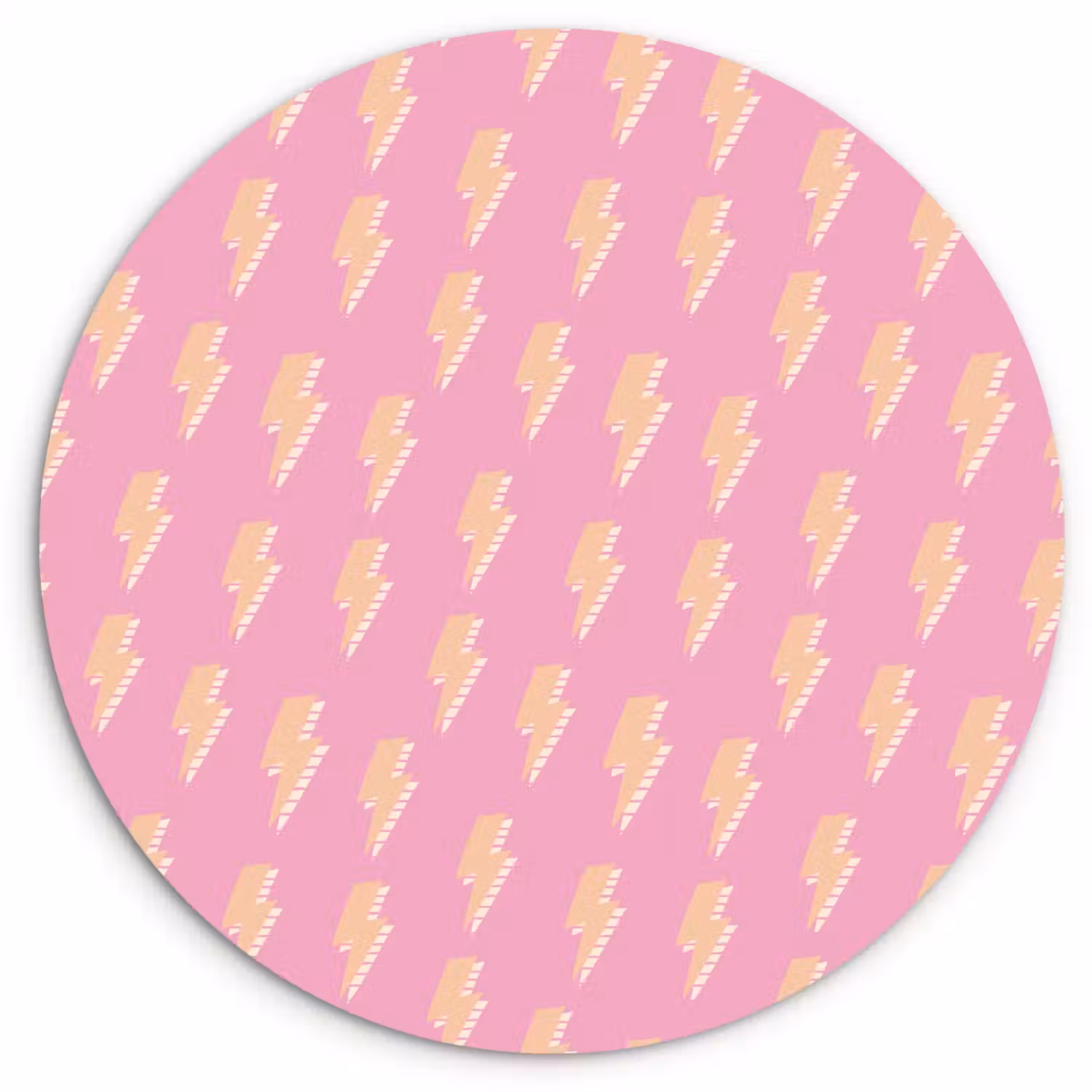 Geel - Bliksem - Roze Wandcirkel plexiglas klein 852 -3d