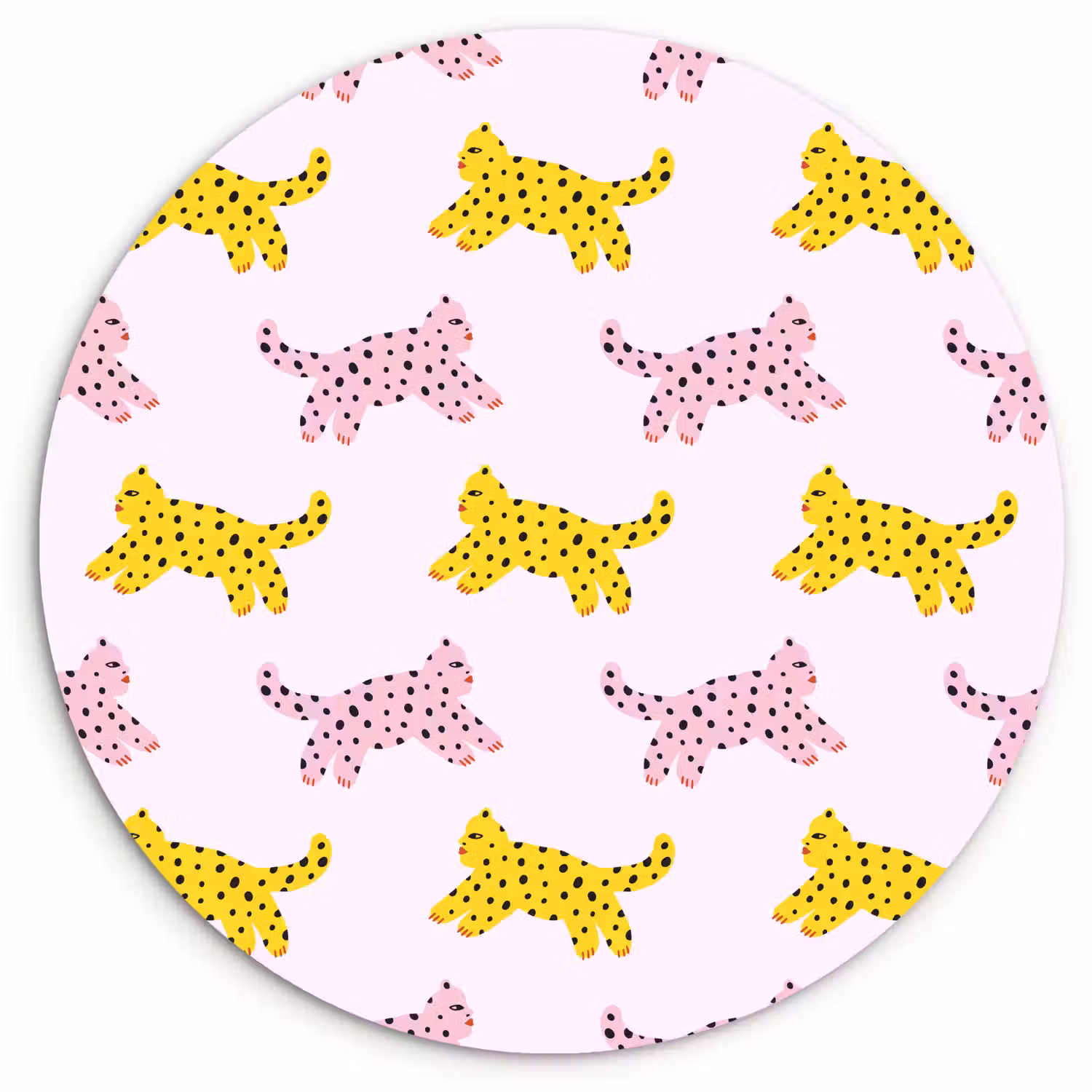 Geel - Roze - Katten - Wit Wandcirkel plexiglas klein 852 -3d