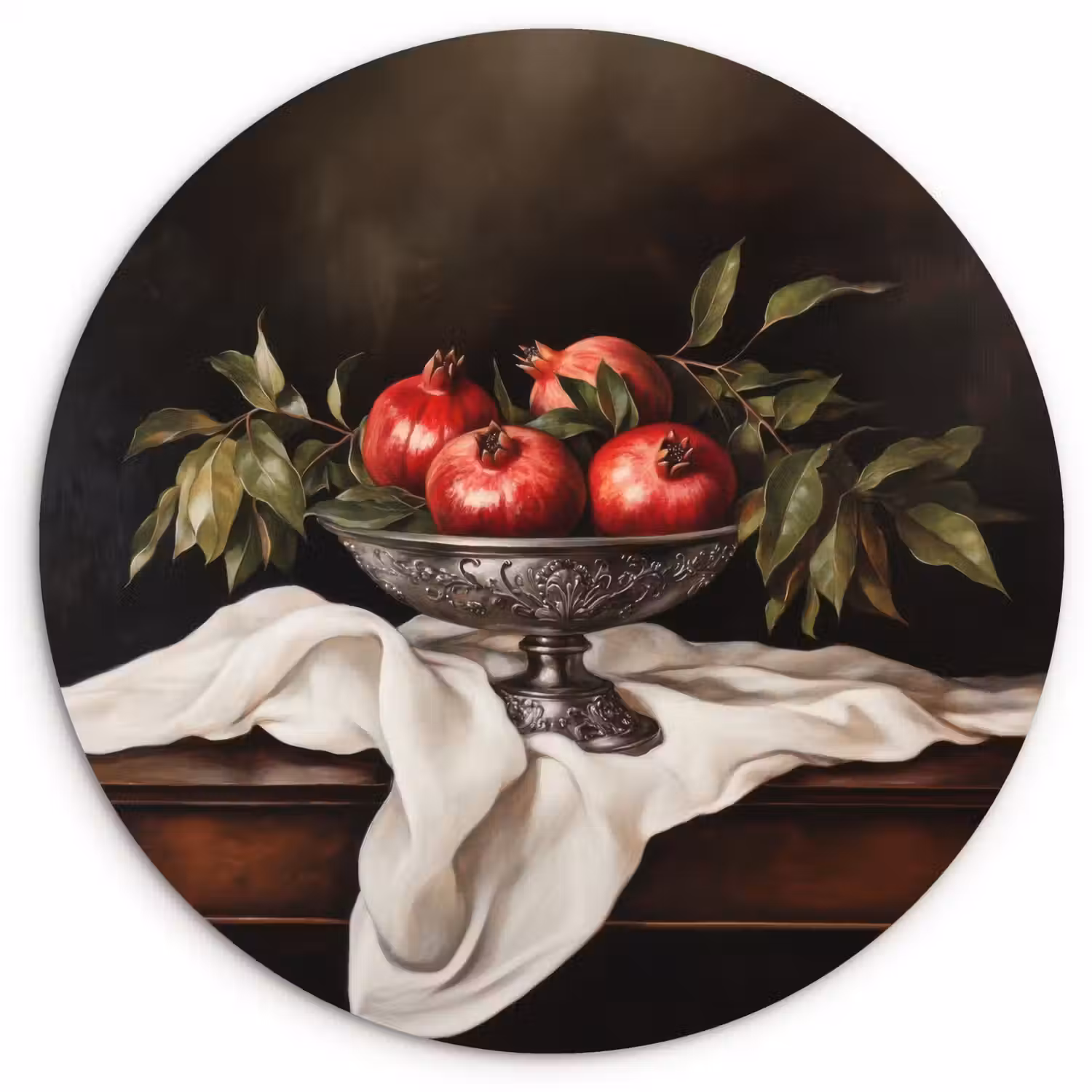 Granaatappels - Klassiek - Vintage Wandcirkel plexiglas klein -3d