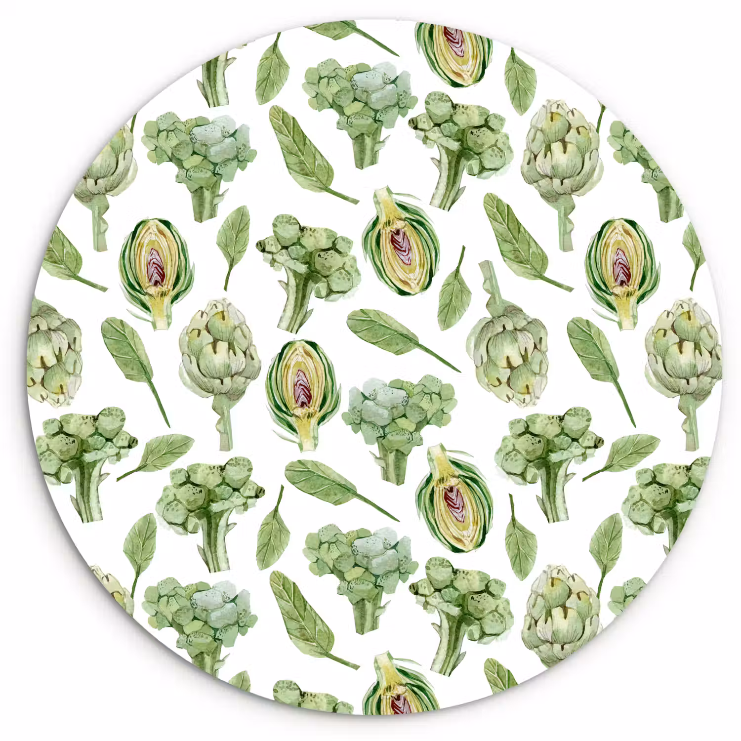 Groene - Groente - Broccoli - Artisjokken Wandcirkel plexiglas klein 852 -3d