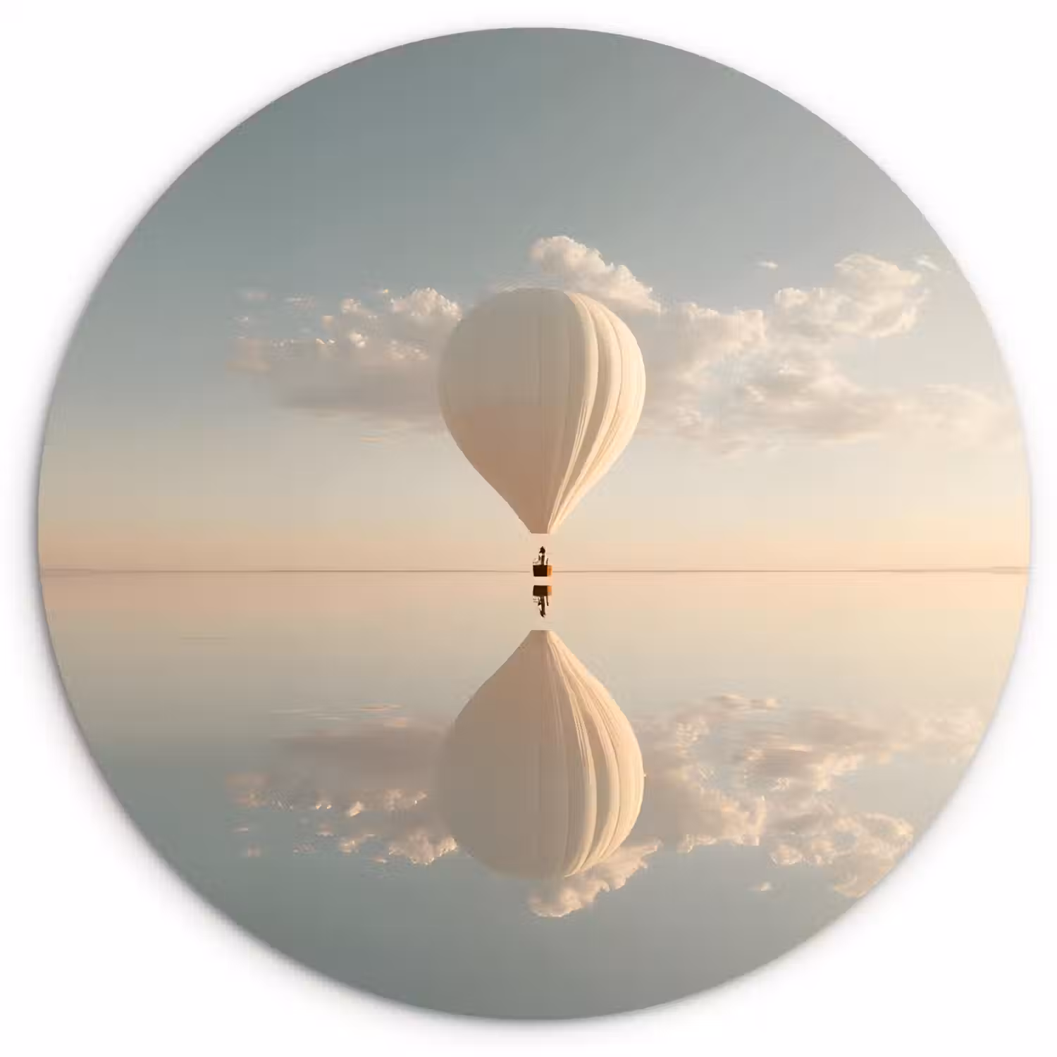 Luchtballon - Wolken - Water - Blauw Wandcirkel plexiglas klein -3d