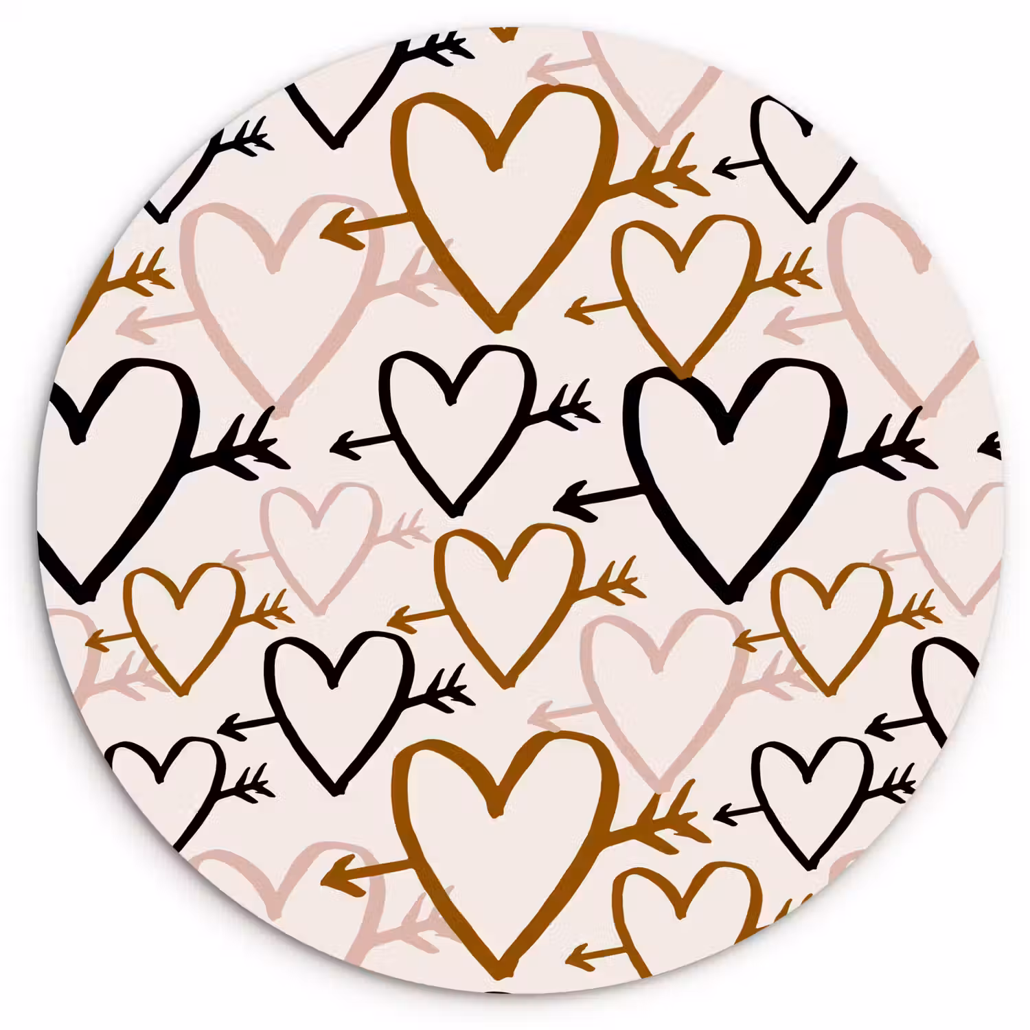 Hartjes - Pijl - Patroon - Terracotta Wandcirkel plexiglas klein 852 -3d