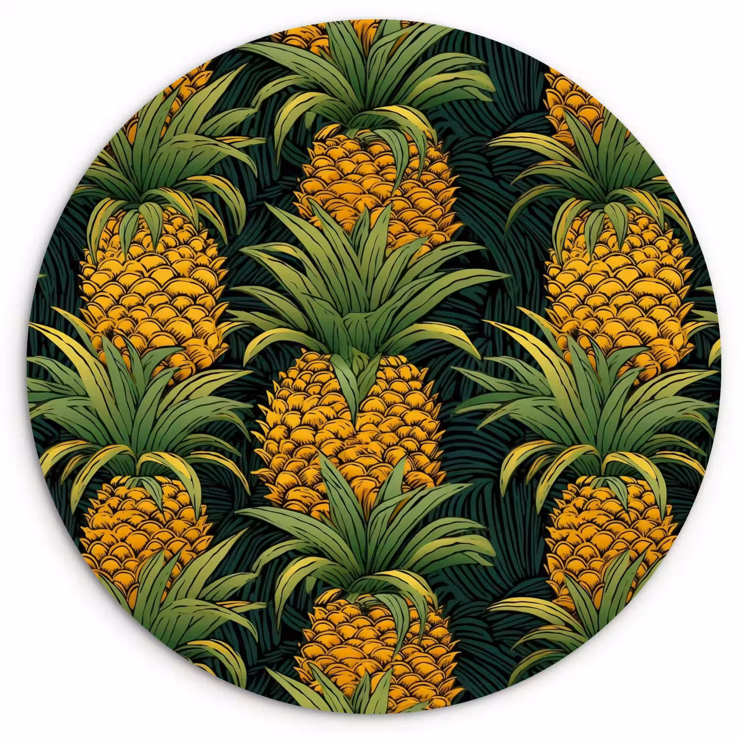 Illustratie - Patroon - Ananas Wandcirkel plexiglas klein 852 -3d