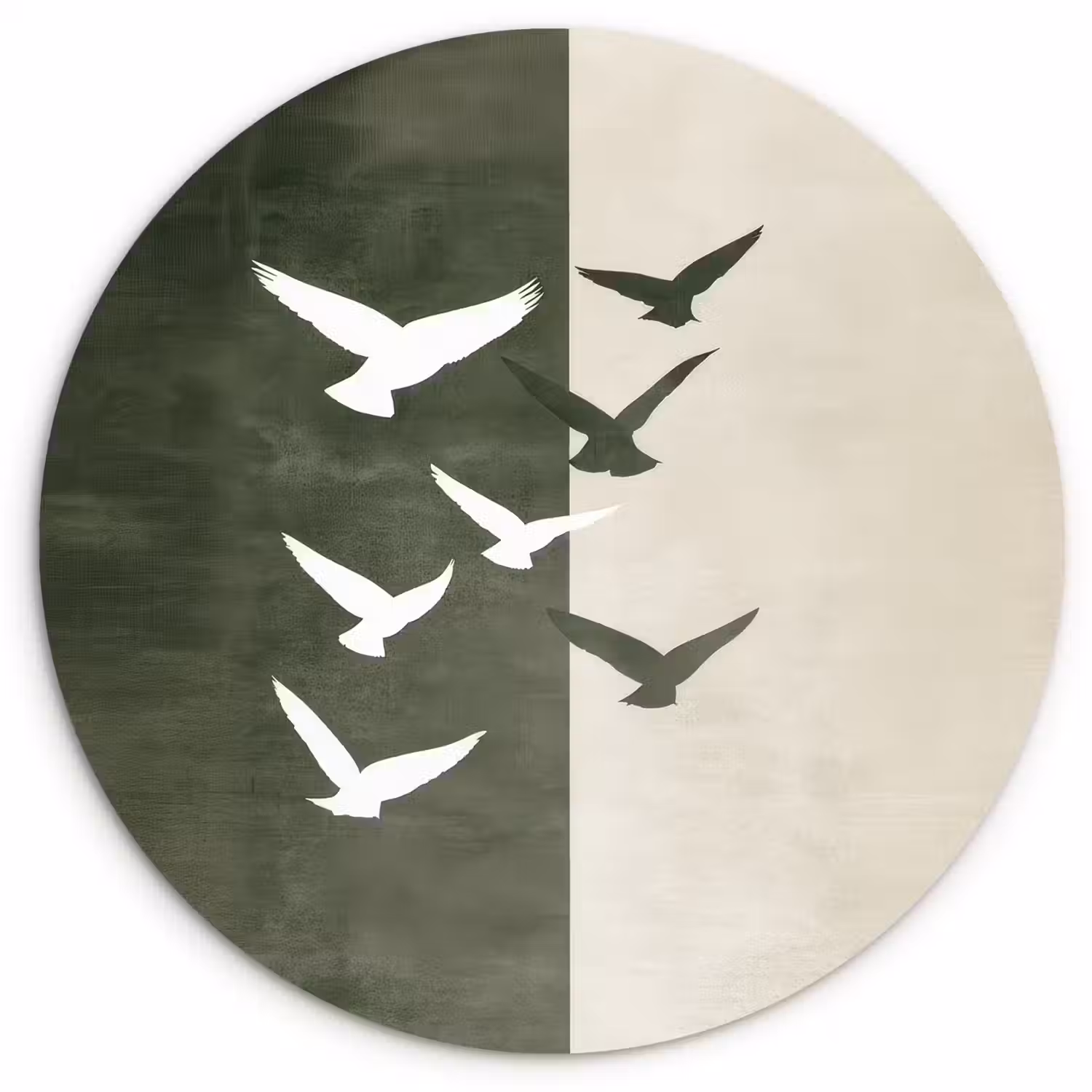 Japandi - Vogel - Groen Wandcirkel plexiglas klein -3d