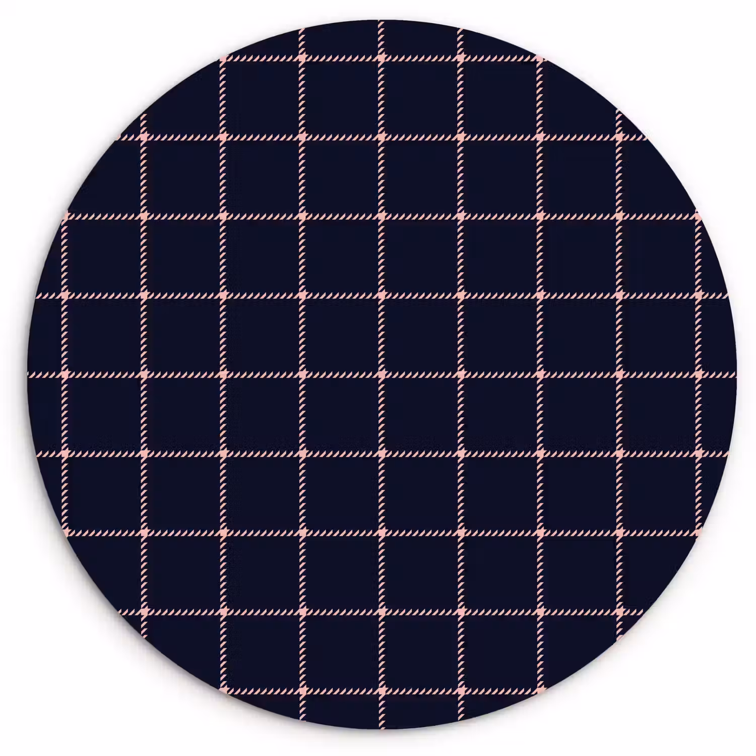 Plaid - Patroon - Blauw - Roze Wandcirkel plexiglas klein 852 -3d
