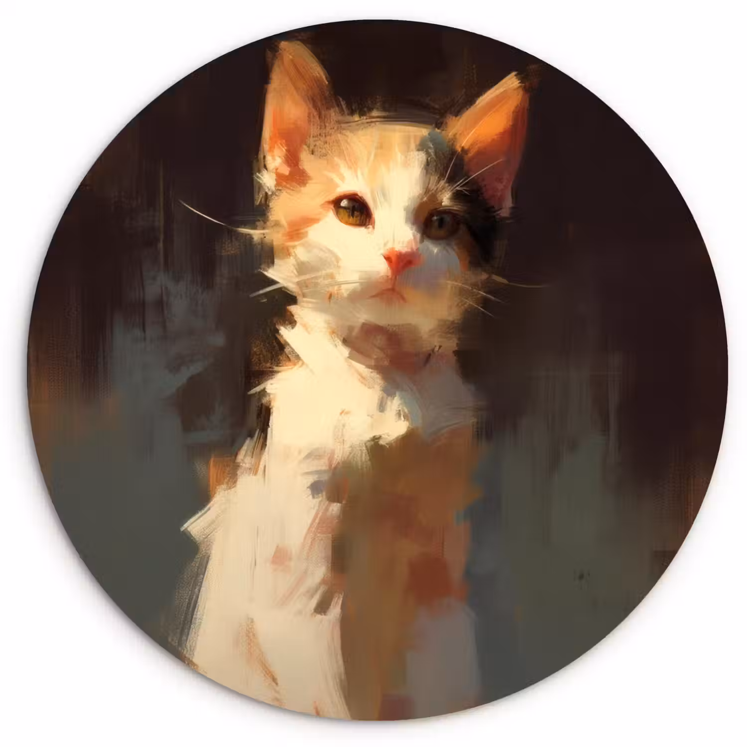 Kat - Geschilderd - Artistiek - Wit Wandcirkel plexiglas klein -3d