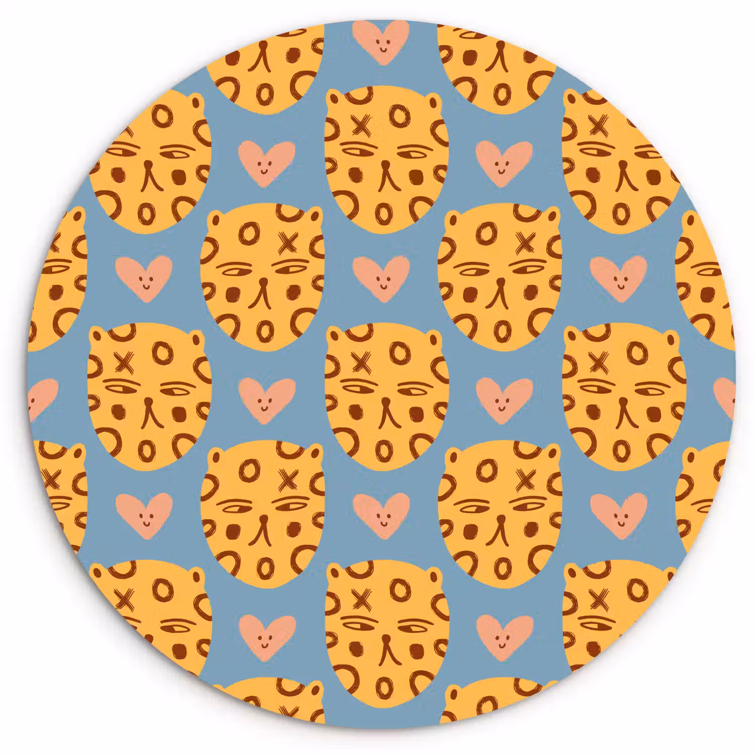 Kattenkoppen - Cirkels - Hartjes - Blauw Wandcirkel plexiglas klein 852 -3d