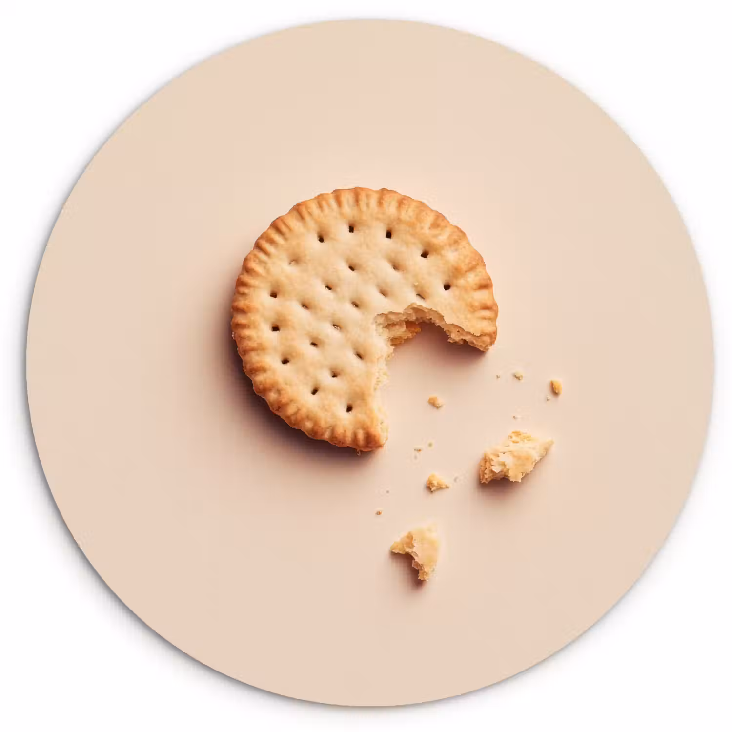 Koekje - Kruimels - beige Wandcirkel plexiglas klein -3d