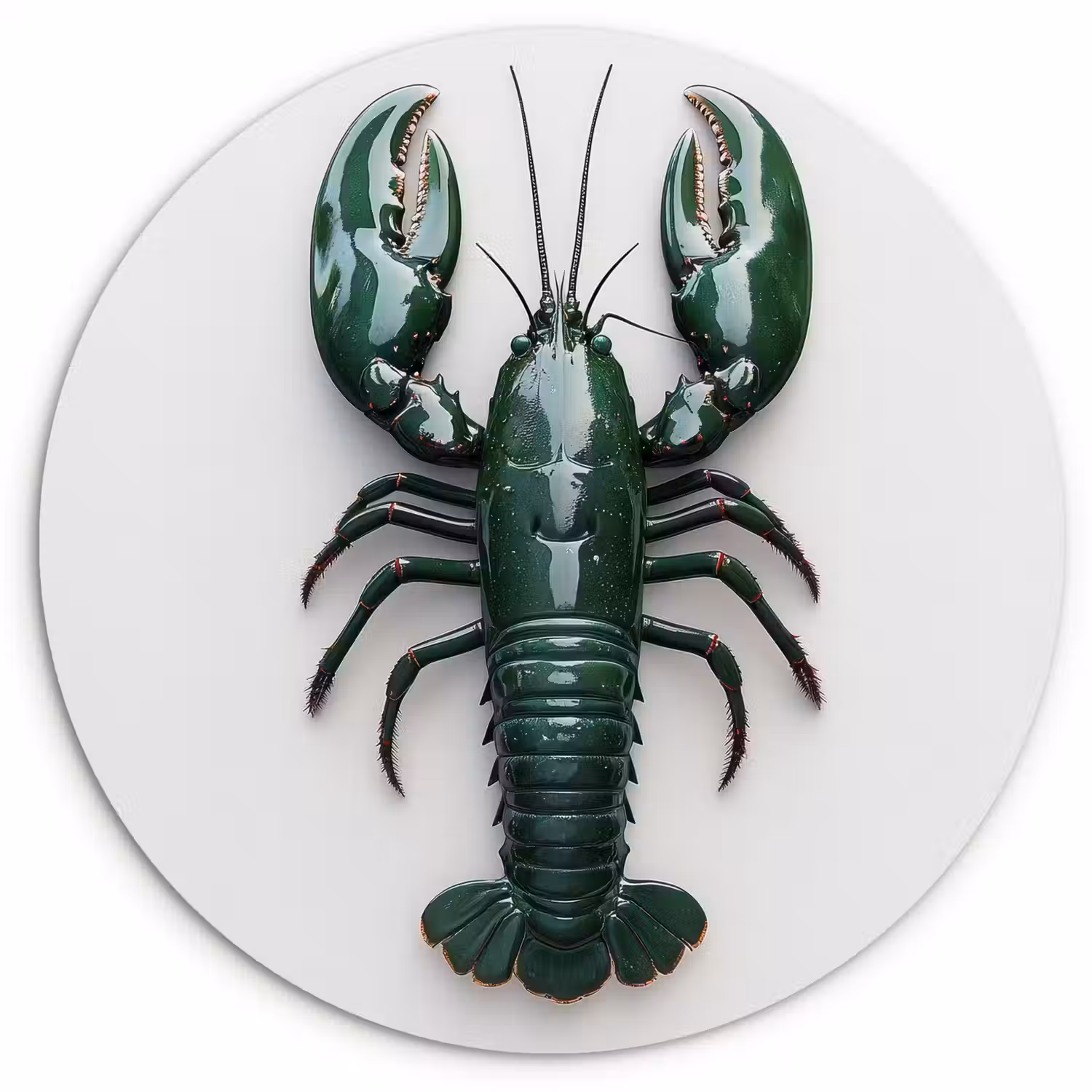Kreeft - Glossier - Groen - Wit Wandcirkel plexiglas klein -3d