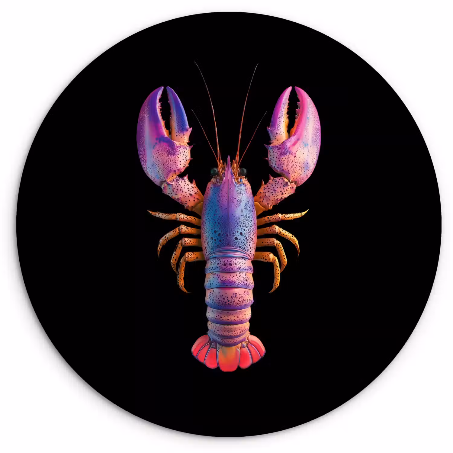 Kreeft - Paars - Roze - Zwart - Stippen - Lila Wandcirkel plexiglas klein -3d