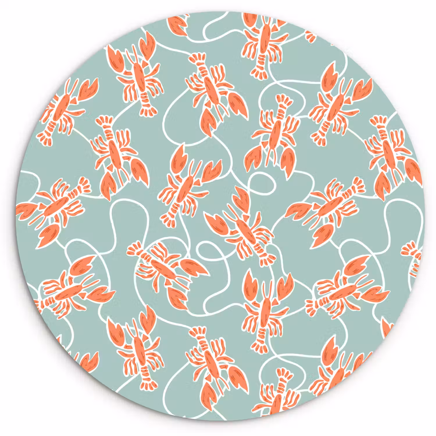 Zee - Kreeft - Groen - Oranje Wandcirkel plexiglas klein 852 -3d
