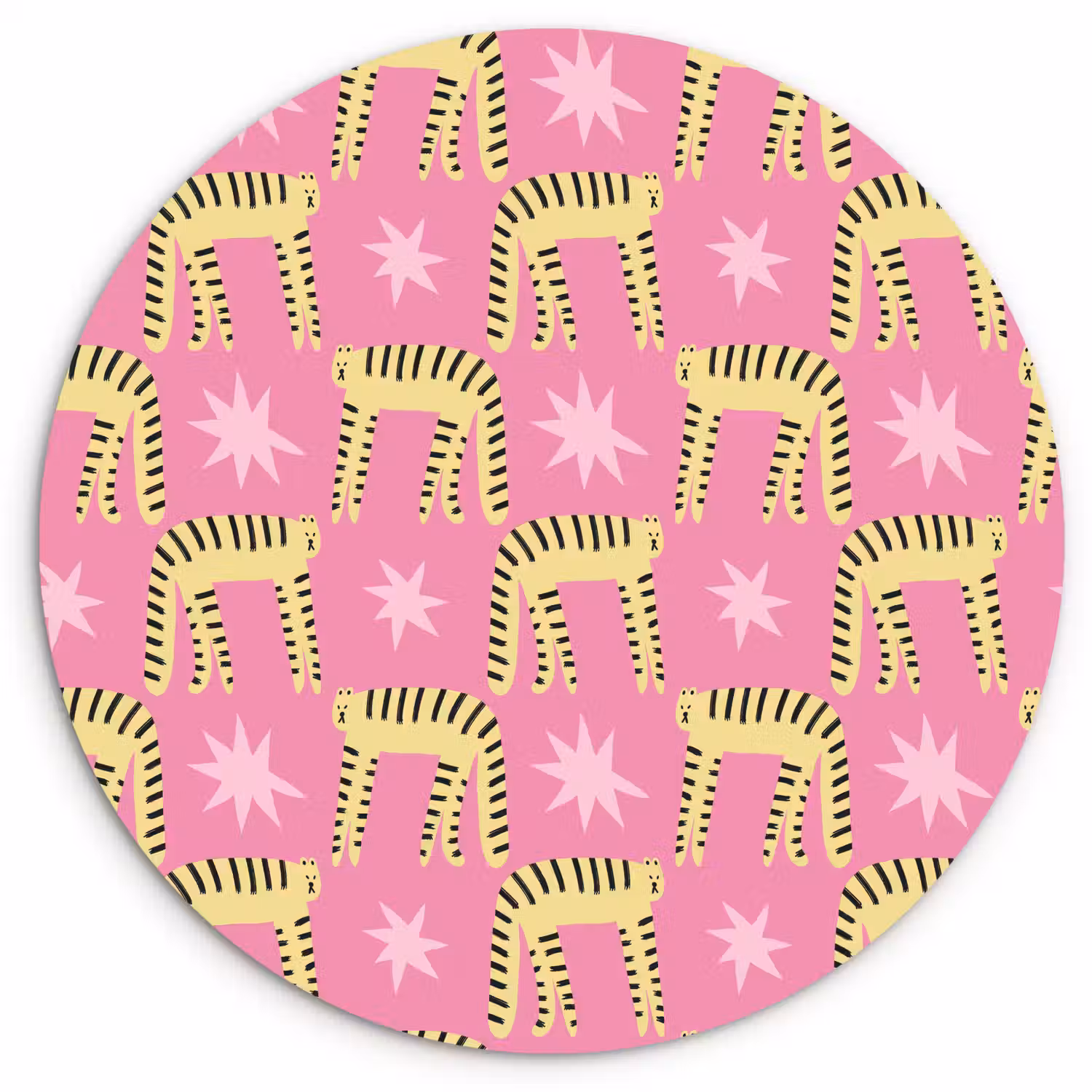 Langbenige -Tijgerkatten - Roze - Sterren Wandcirkel plexiglas klein 852 -3d
