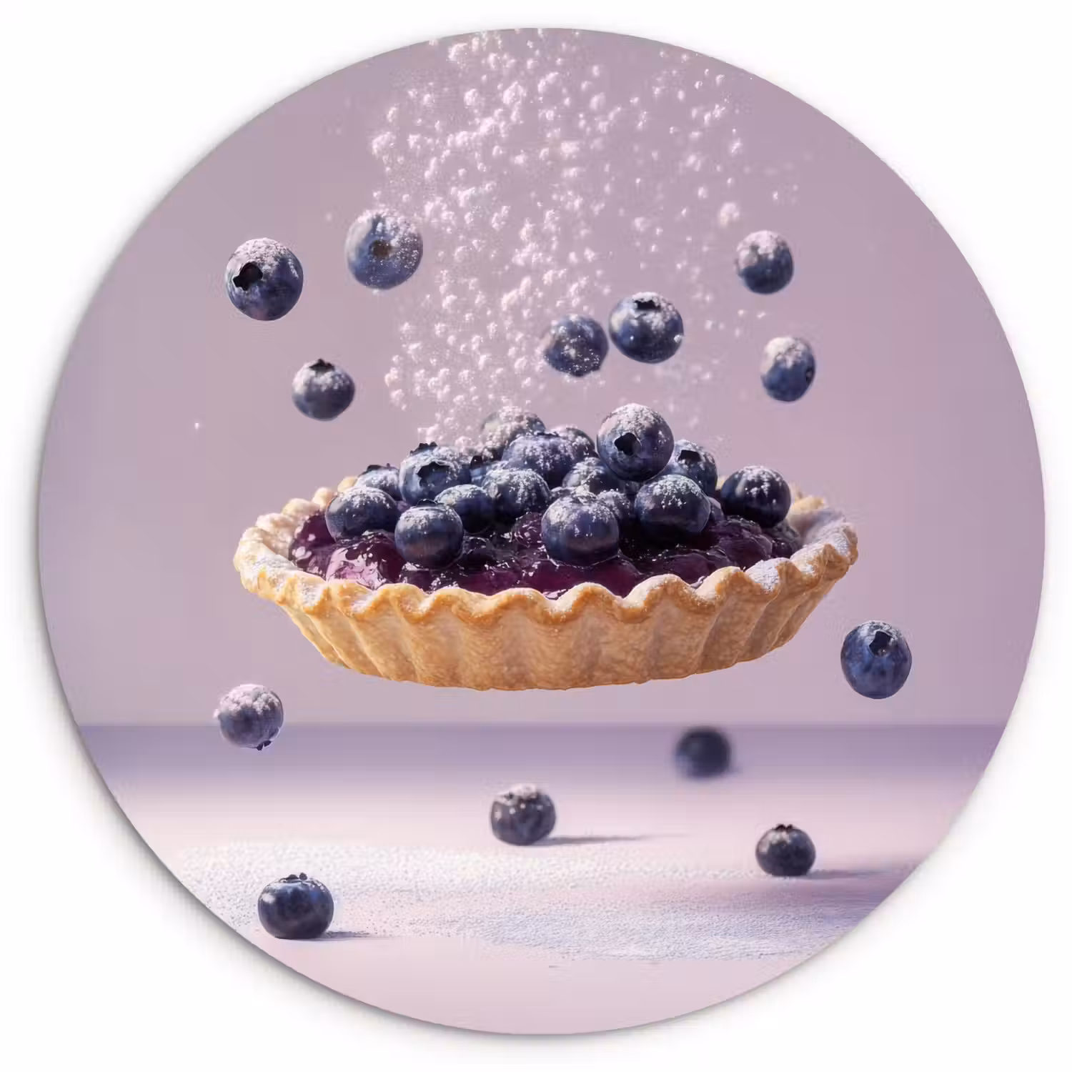 Eten - Taart - Bessen - Blauw Wandcirkel plexiglas klein -3d