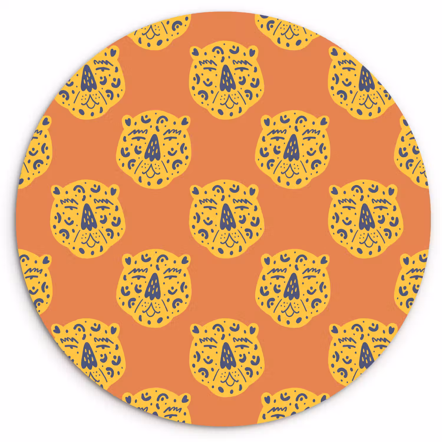 Luipaard - Gezichten - Stippen - Oranje Wandcirkel plexiglas klein 852 -3d