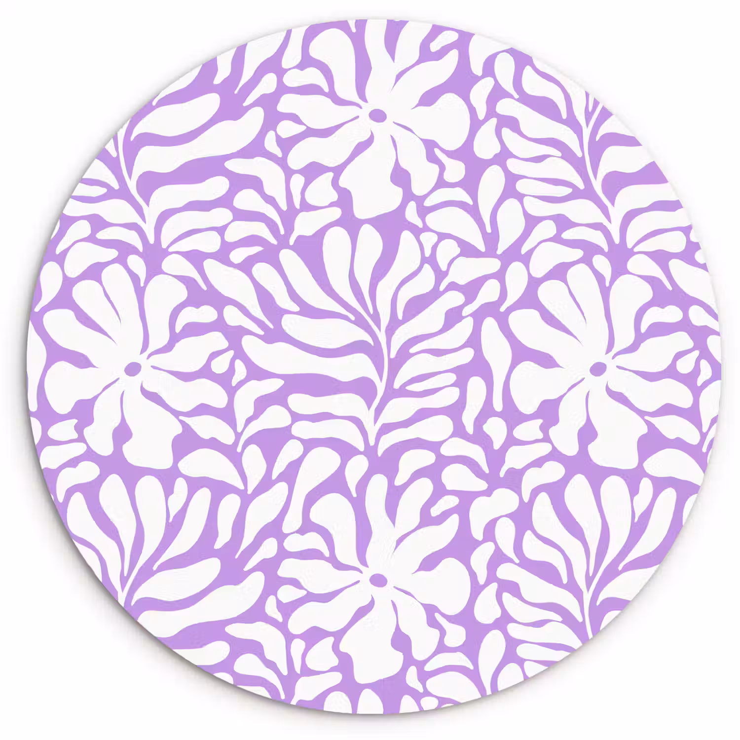 Paars - Wit - Bloemen Wandcirkel plexiglas klein 852 -3d