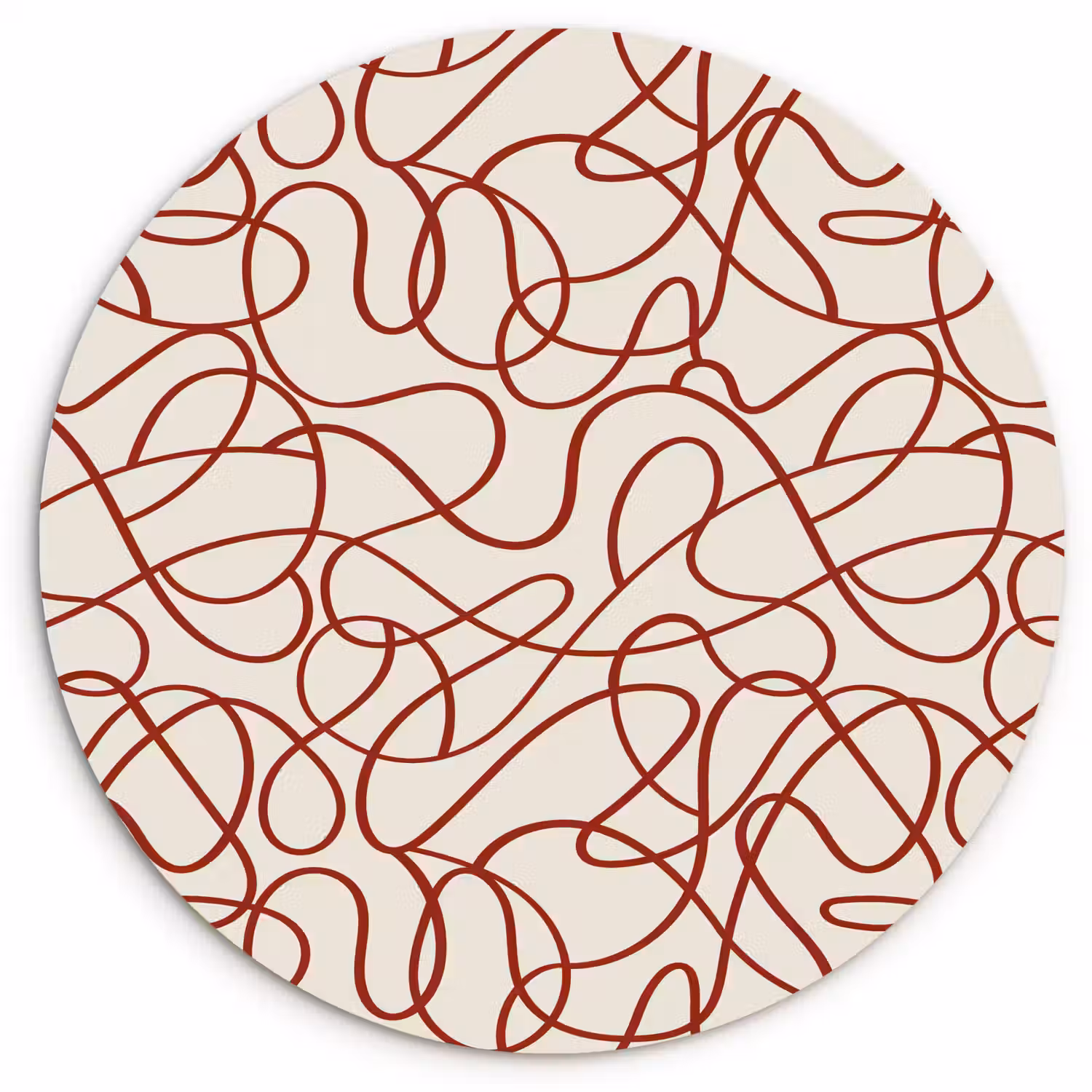Lijnen - Abstract - Rood - Beige Wandcirkel plexiglas klein 852 -3d