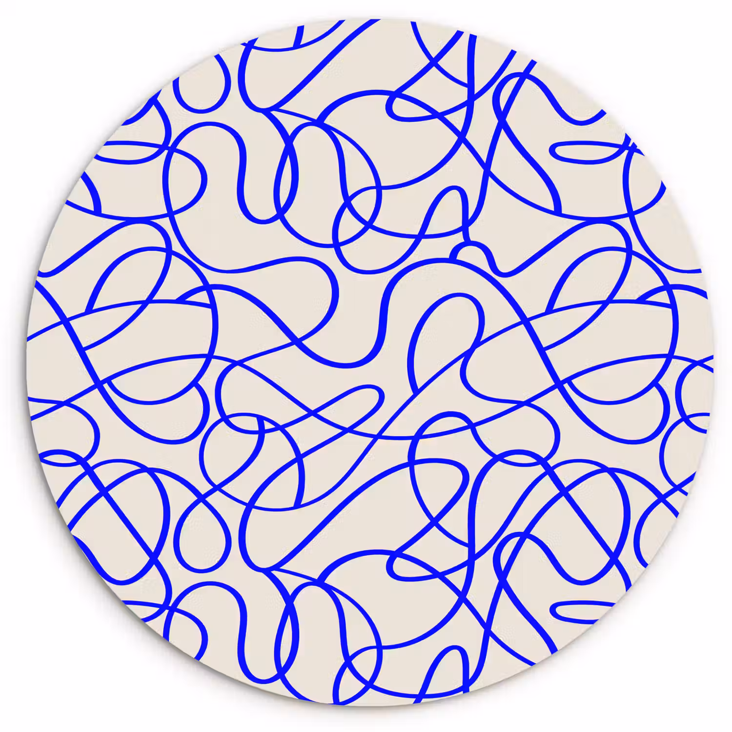 Patronen - Beige - Blauw - Lijnen Wandcirkel plexiglas klein 852 -3d