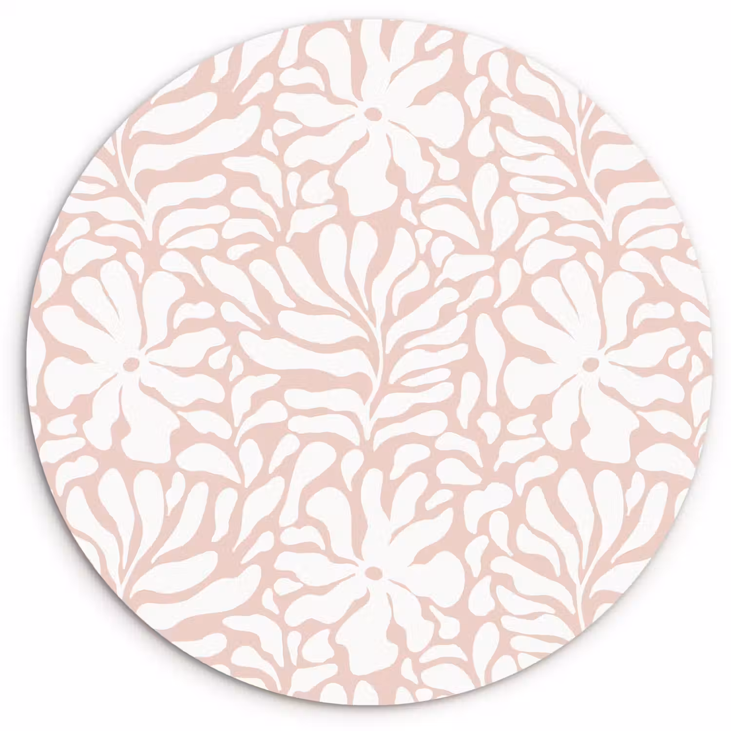 Patroon - Bloemen - Roze - Wit Wandcirkel plexiglas klein 852 -3d