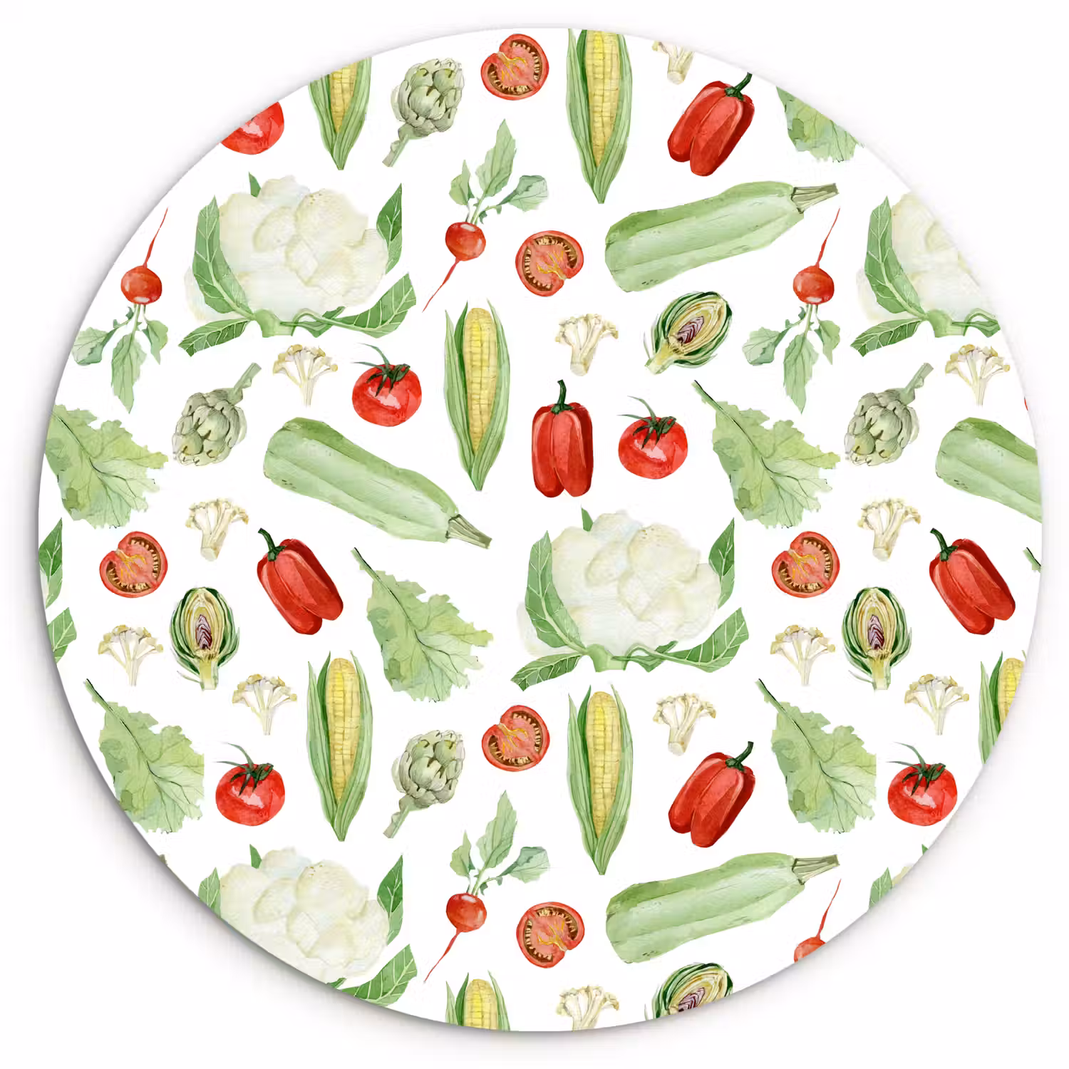 Patroon - Groen - Rood - Groente Wandcirkel plexiglas klein 852 -3d