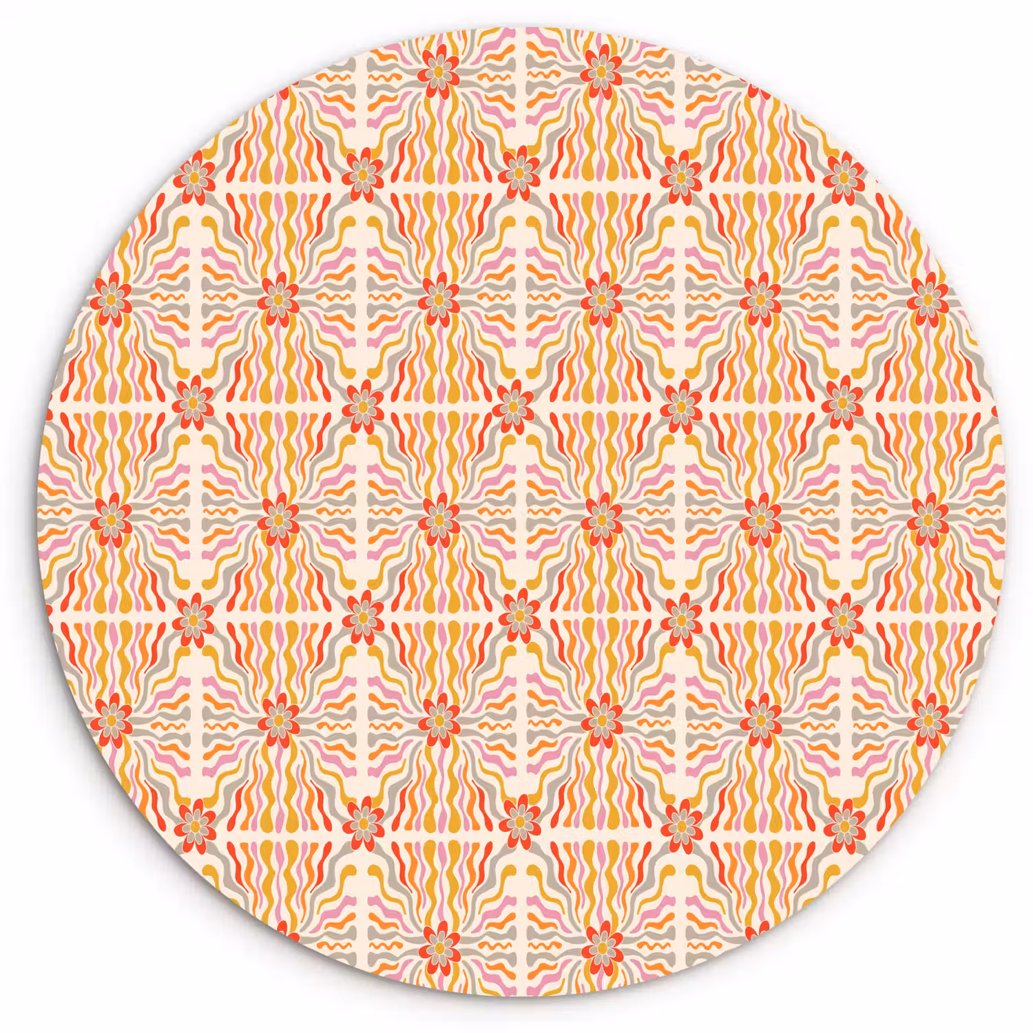 Patroon - Retro - Kleur Wandcirkel plexiglas klein 852 -3d