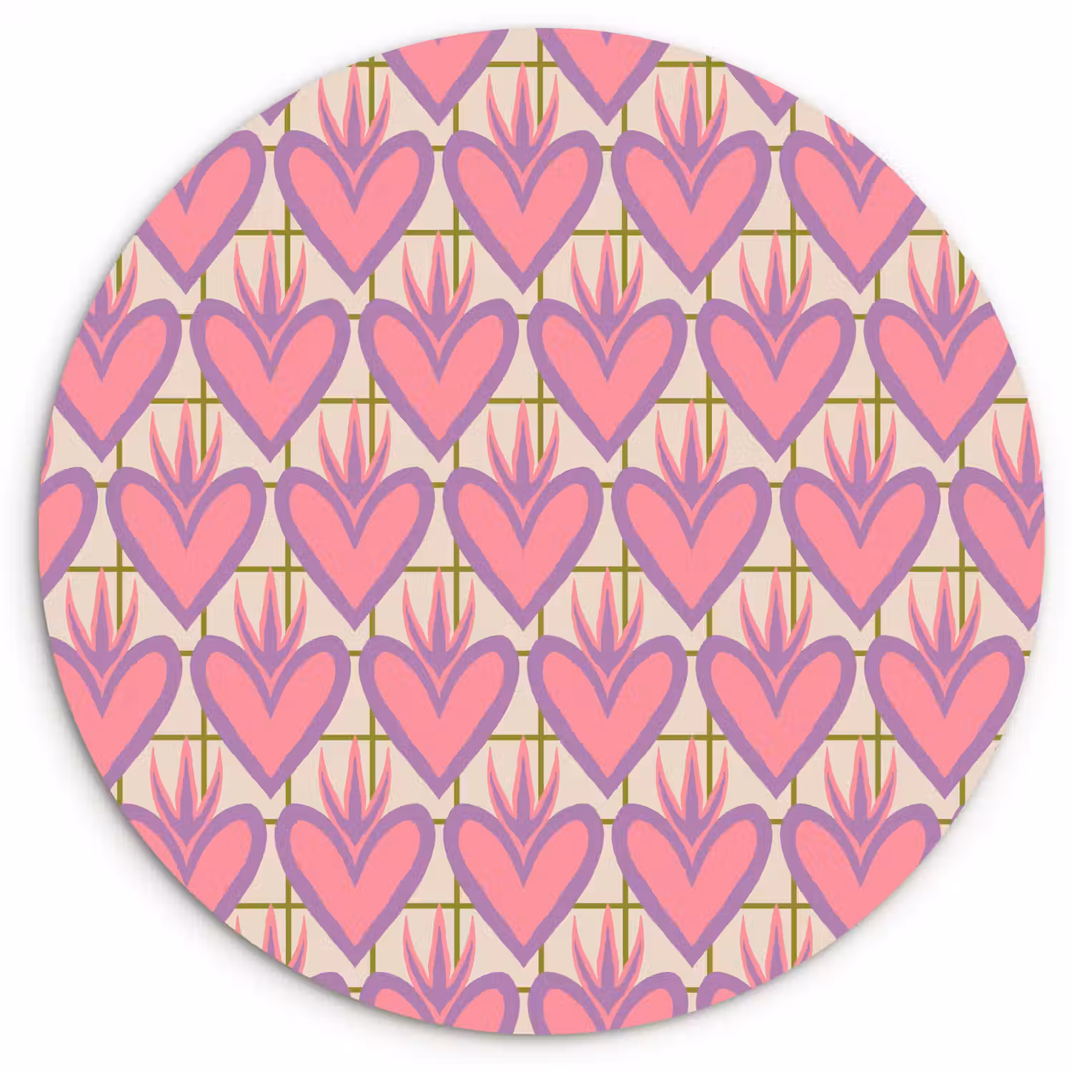 Patroon - Roze - Hartjes Wandcirkel plexiglas klein 852 -3d