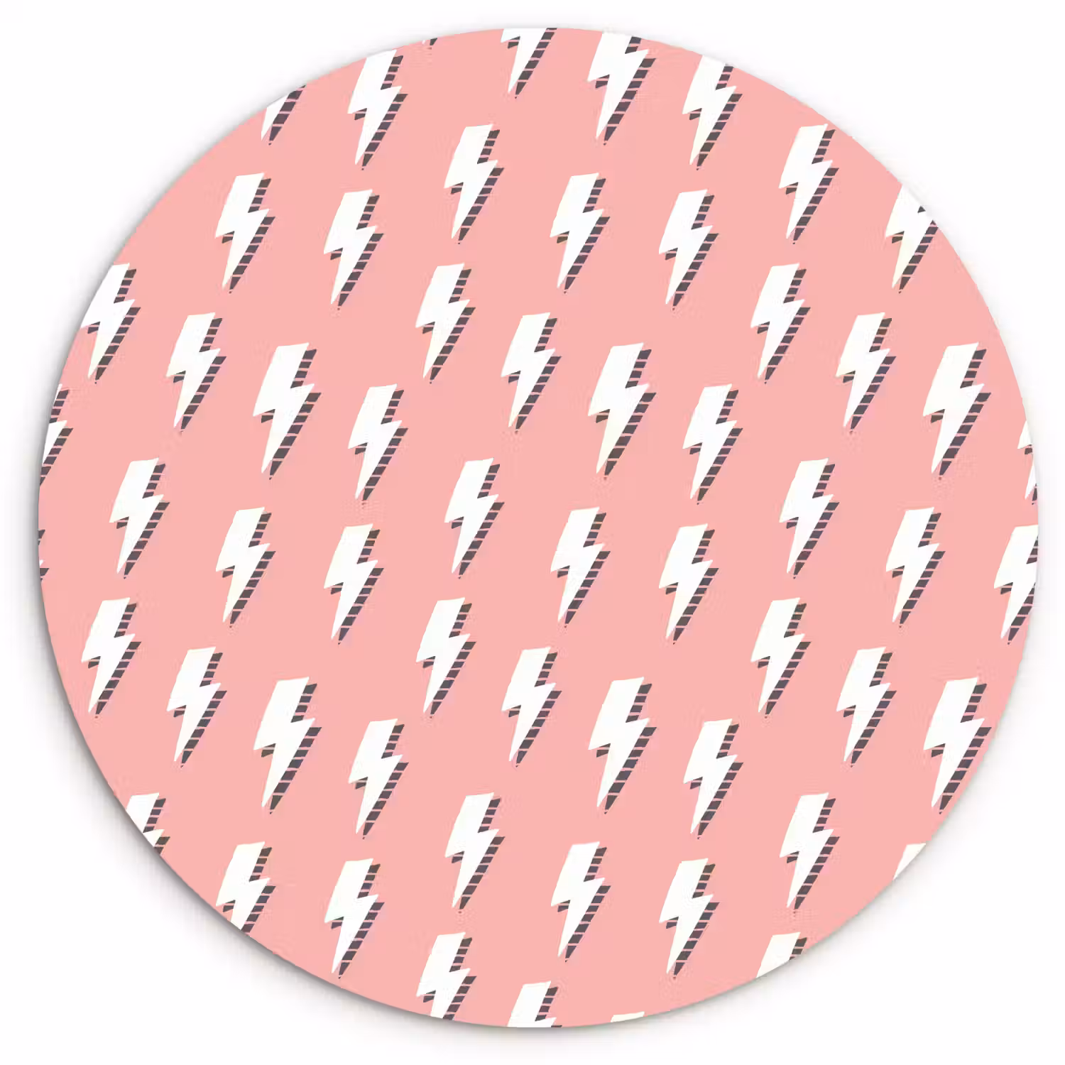 Patroon - Wit - Bliksem - Roze Wandcirkel plexiglas klein 852 -3d