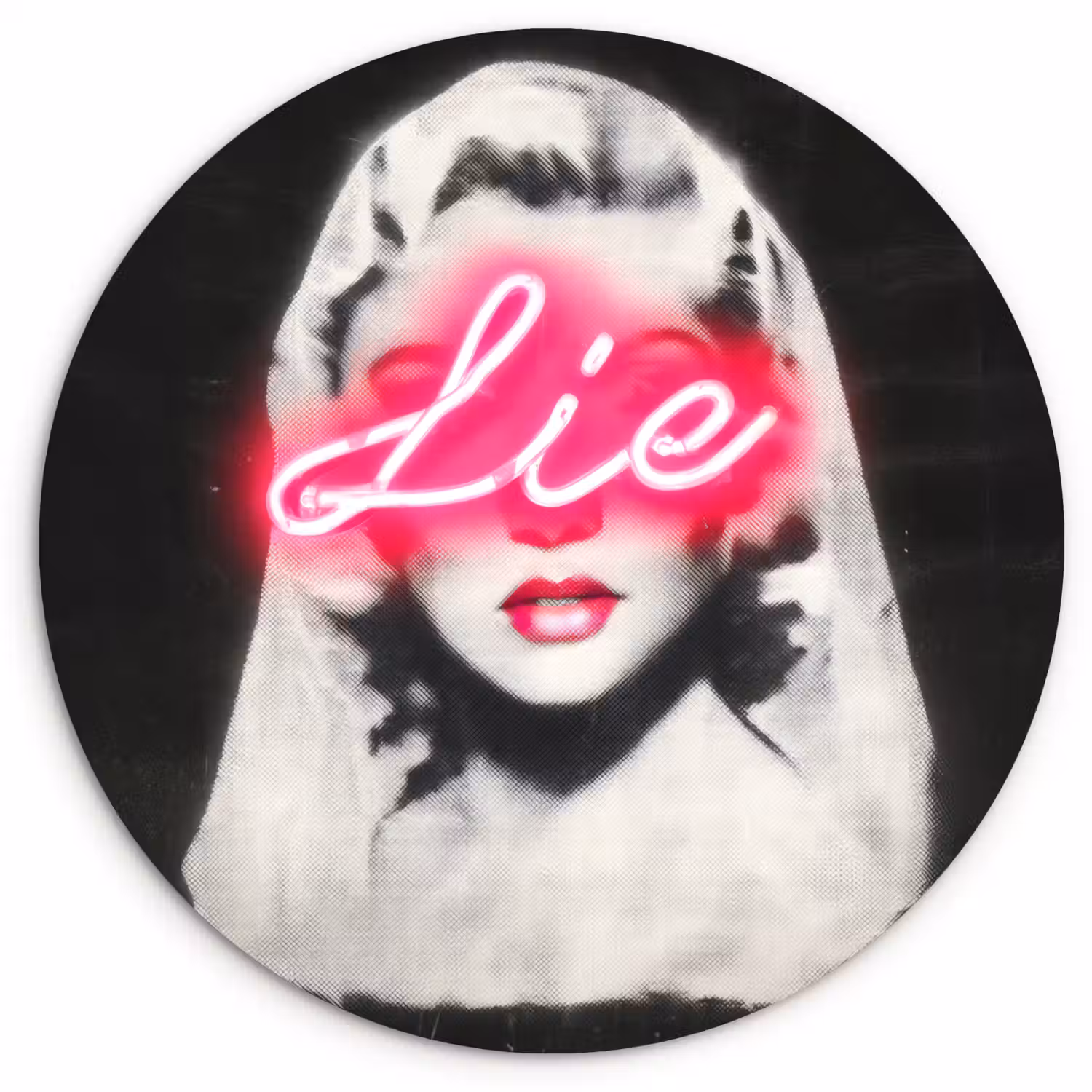 Neon - Letters - Vintage - Vrouw Wandcirkel plexiglas klein -3d