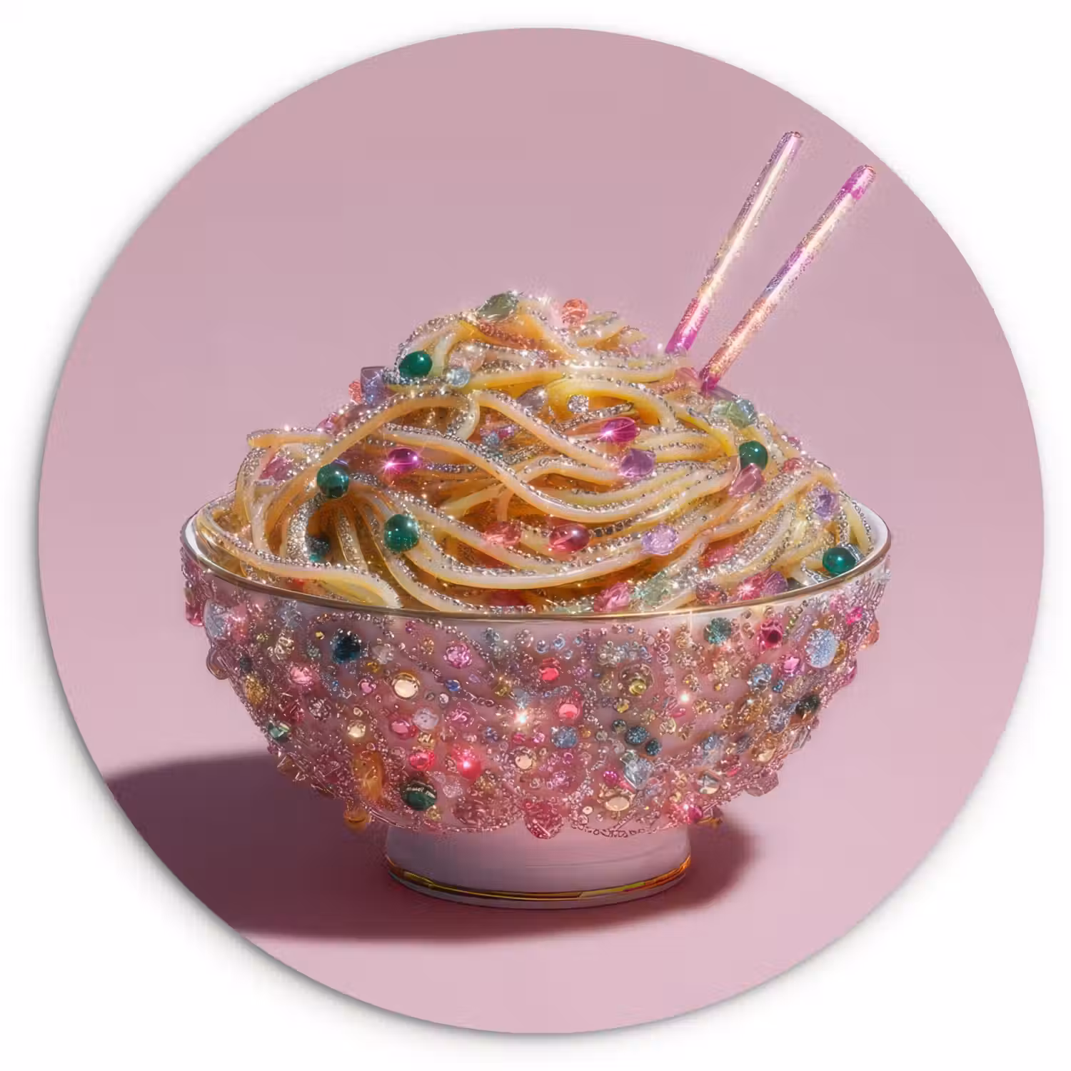 Noodles - Edelstenen - Stokjes - Roze Wandcirkel plexiglas klein -3d
