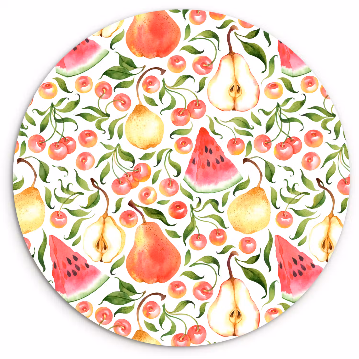 Fruit - Watermeloen - Kersen - Peer Wandcirkel plexiglas klein 852 -3d