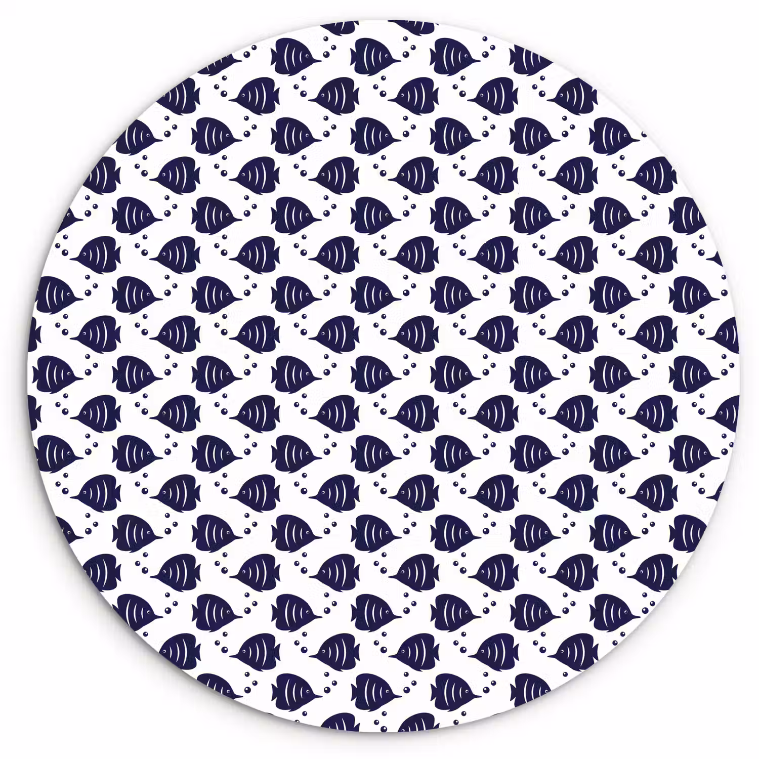 Oceaan - Vis - Blauw - Wit Wandcirkel plexiglas klein 852 -3d
