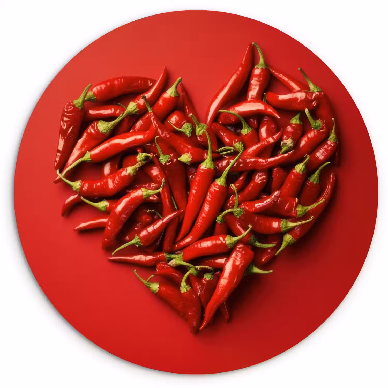 Pepers - Rood - Hart Wandcirkel plexiglas klein -3d