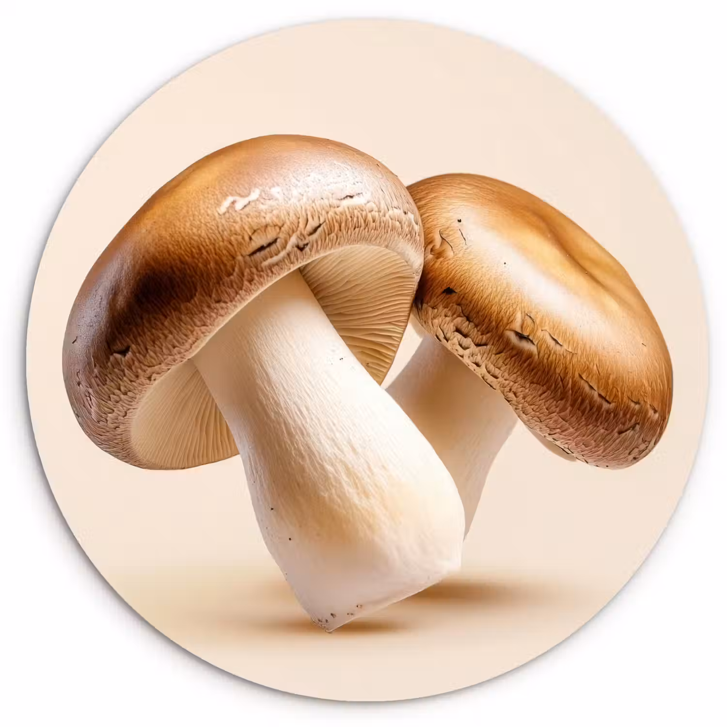 Champignons - Zacht - Beige Wandcirkel plexiglas klein -3d