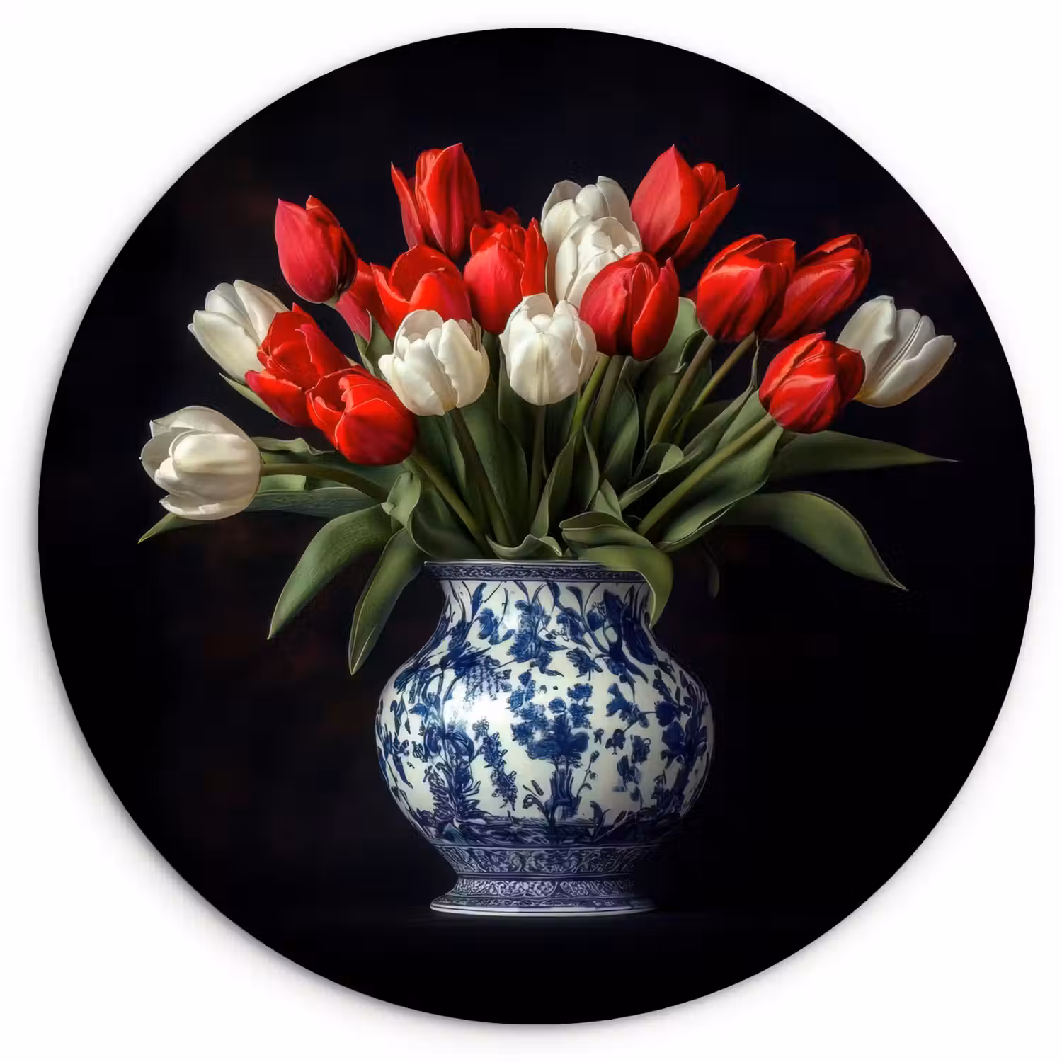 Rode - Bloemen - Tulpen - Vaas Wandcirkel plexiglas klein -3d