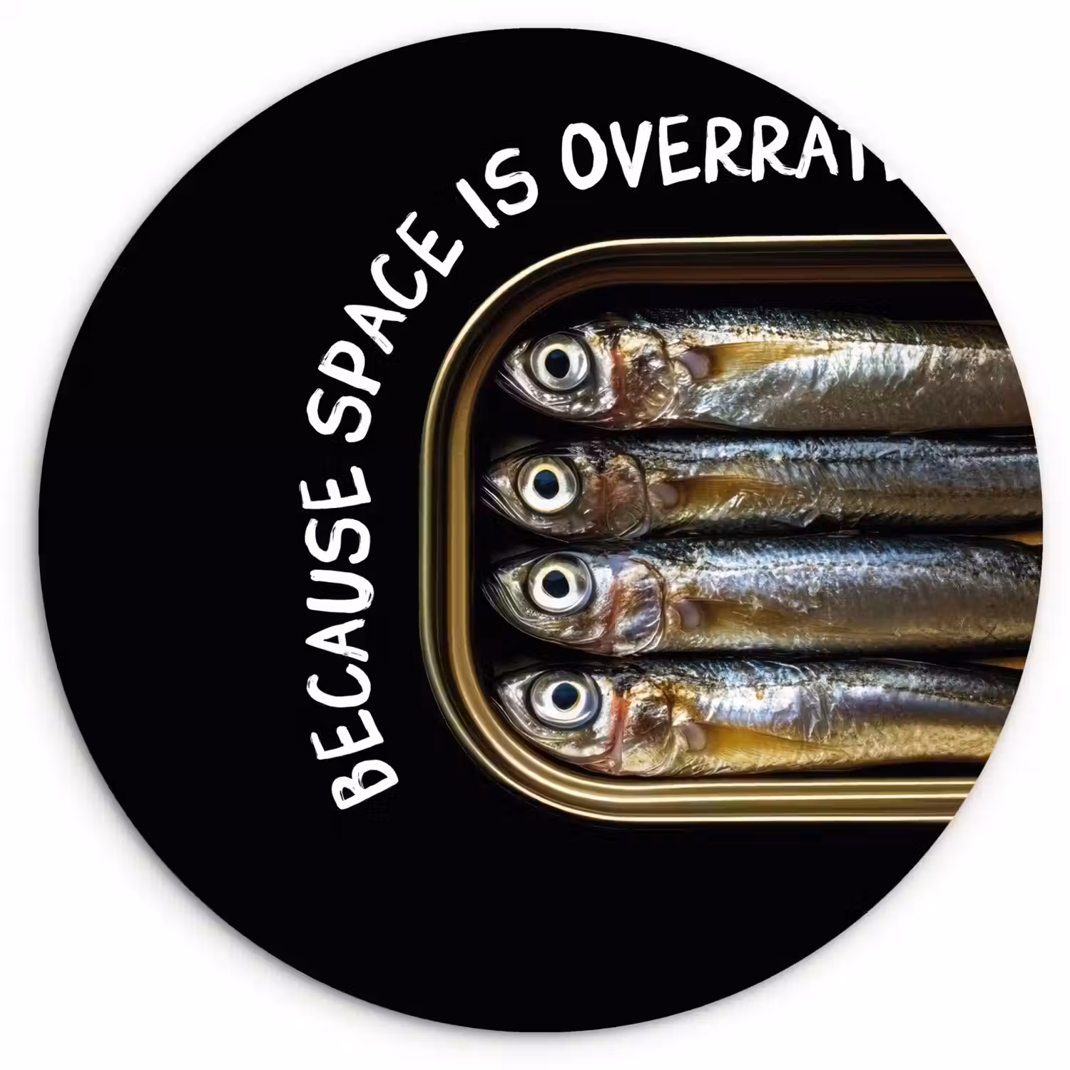 Sardines - Tekst - Vis - Blik Wandcirkel plexiglas klein -3d