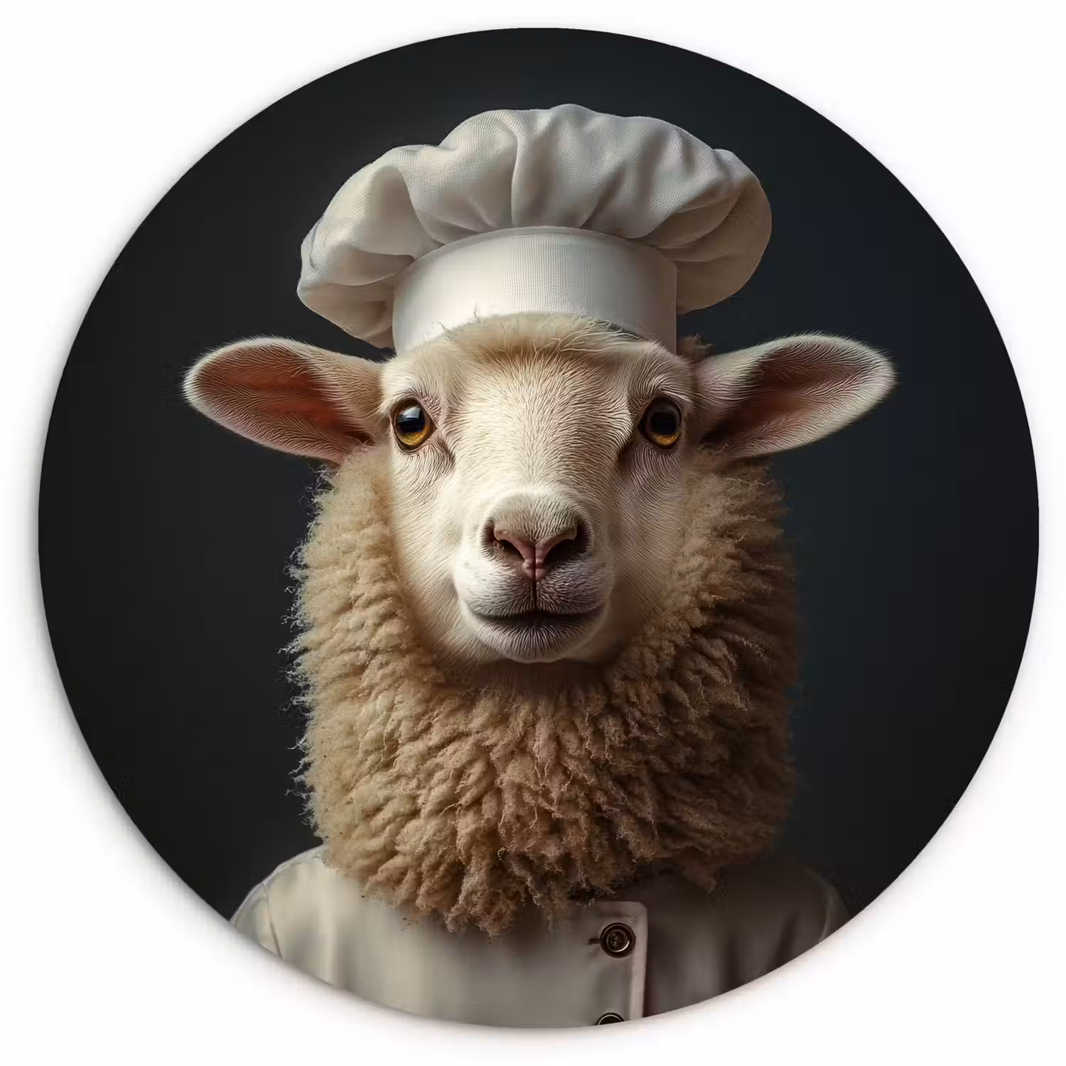 Schaap - Wol - Kok Wandcirkel plexiglas klein -3d