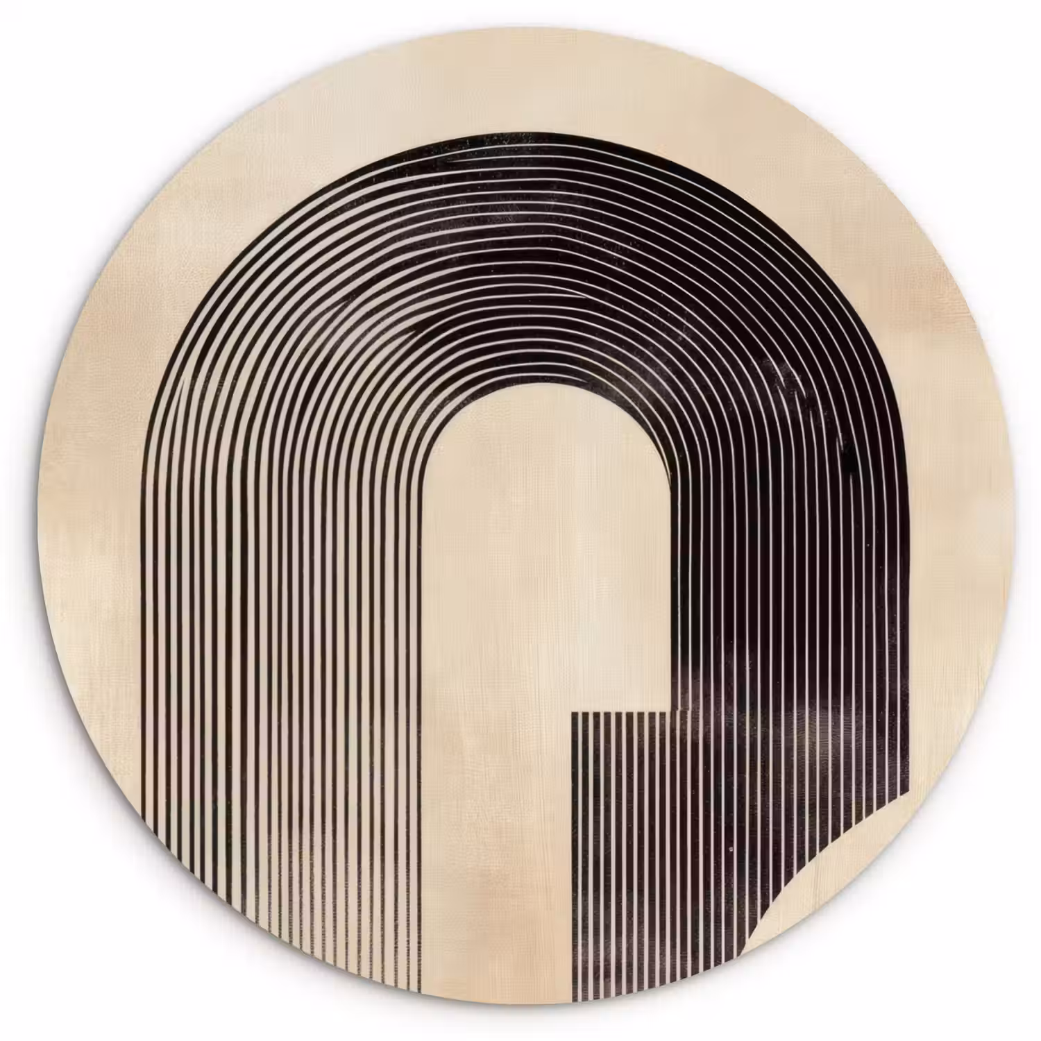 Boog - Strepen - Minimalistisch - Zwart Wandcirkel plexiglas klein -3d