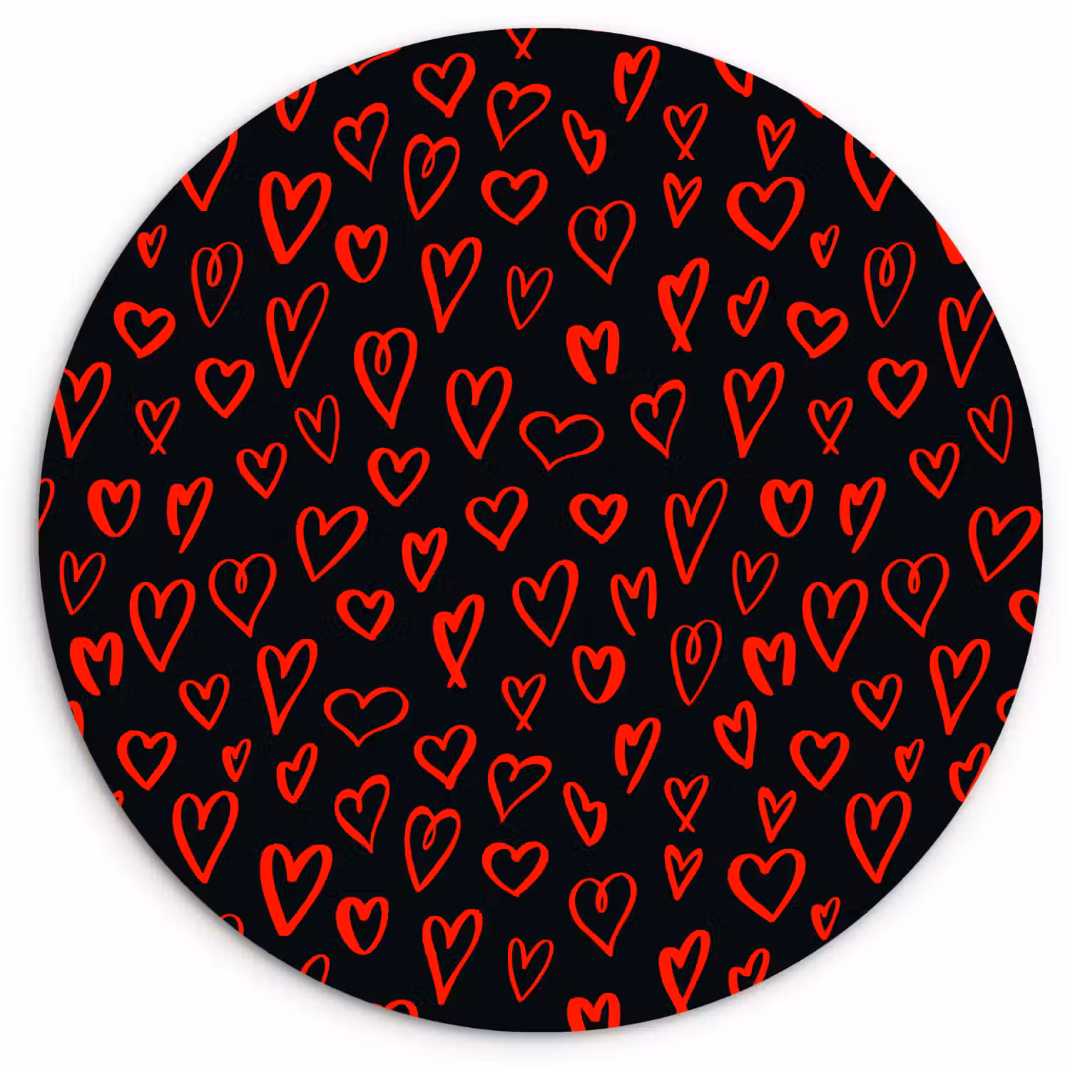 Zwart - Harten - Rood Wandcirkel plexiglas klein 852 -3d