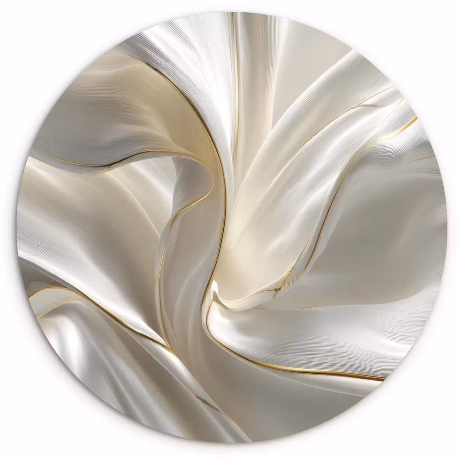 Stof - Plooien - Goud Wandcirkel plexiglas klein -3d