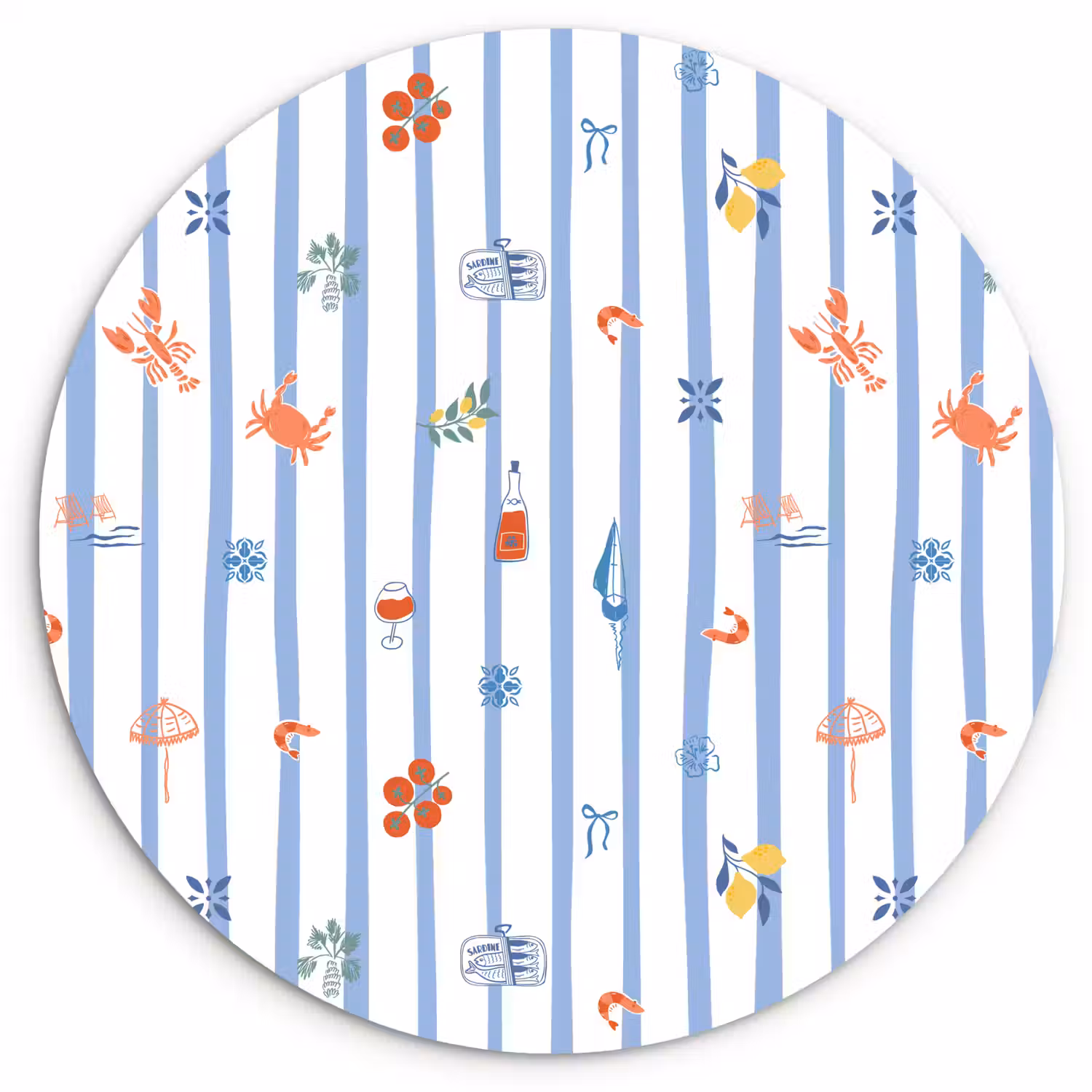 Zee - Sfeer - Strand - Blauw Wandcirkel plexiglas klein 852 -3d