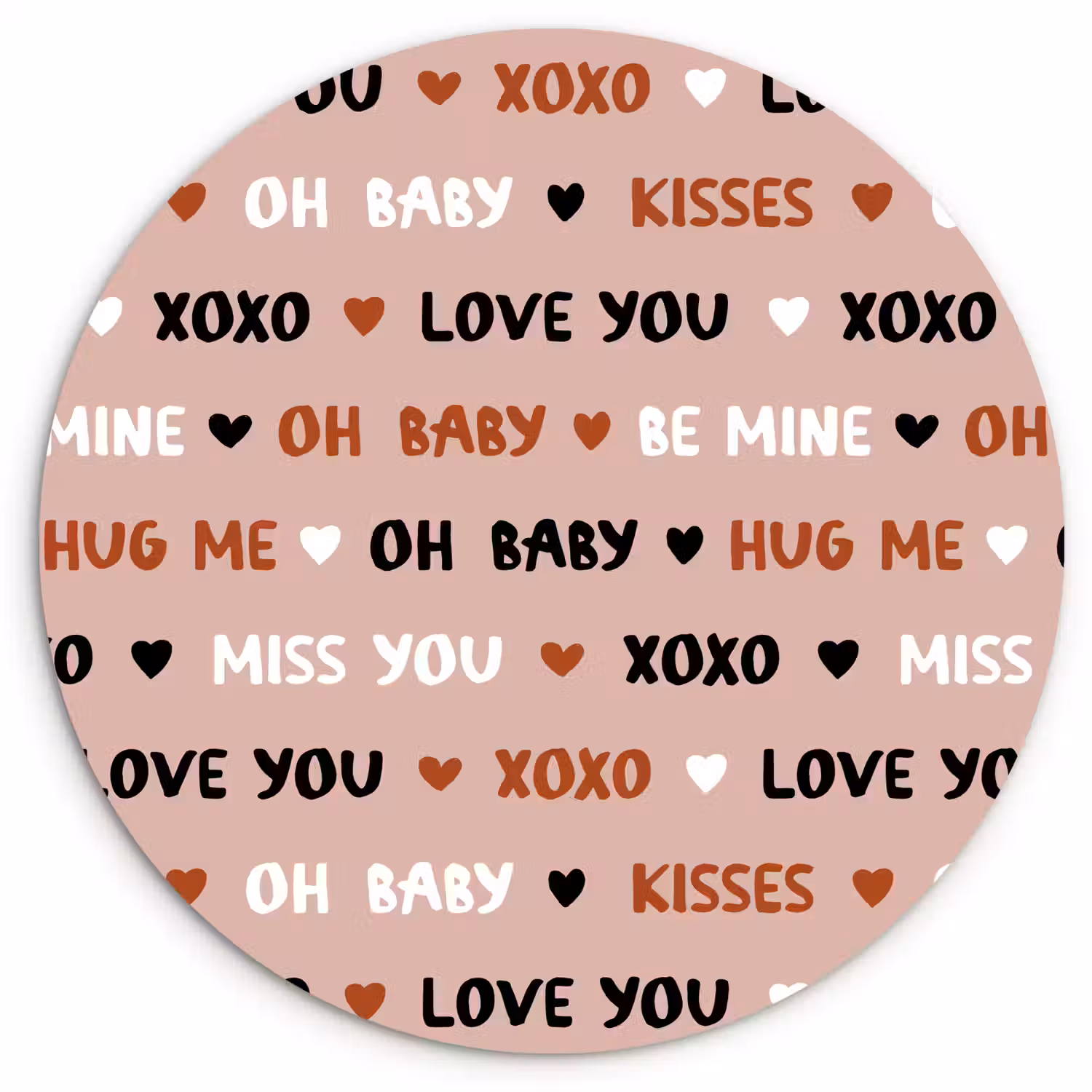 Tekst - Liefde - Roze - Patroon Wandcirkel plexiglas klein 852 -3d